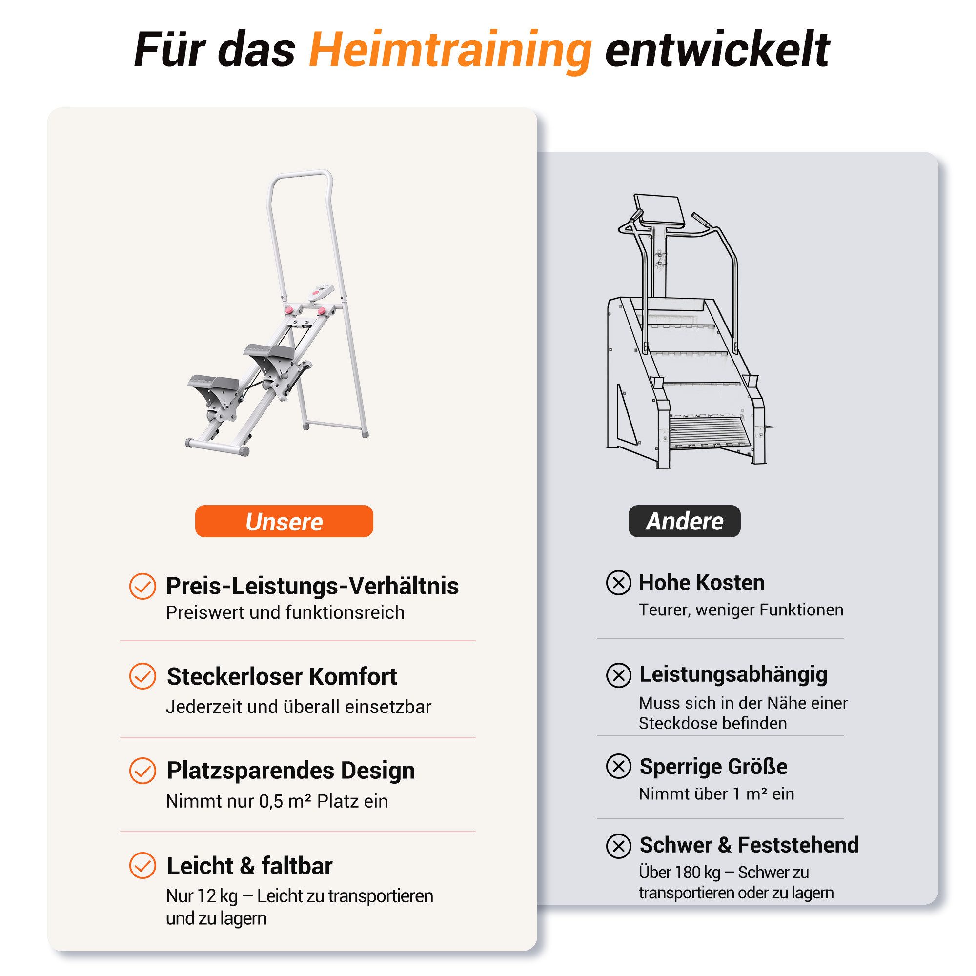 MERACH Stepper 2025 Neues Stair Stepper für Heimtraining, Rehabilitation (Tragbarer Crosstrainer Stepper klappbar mit 3 Widerstandsstufen, mit LCD-Schirm & vers – Bild 5 von 5