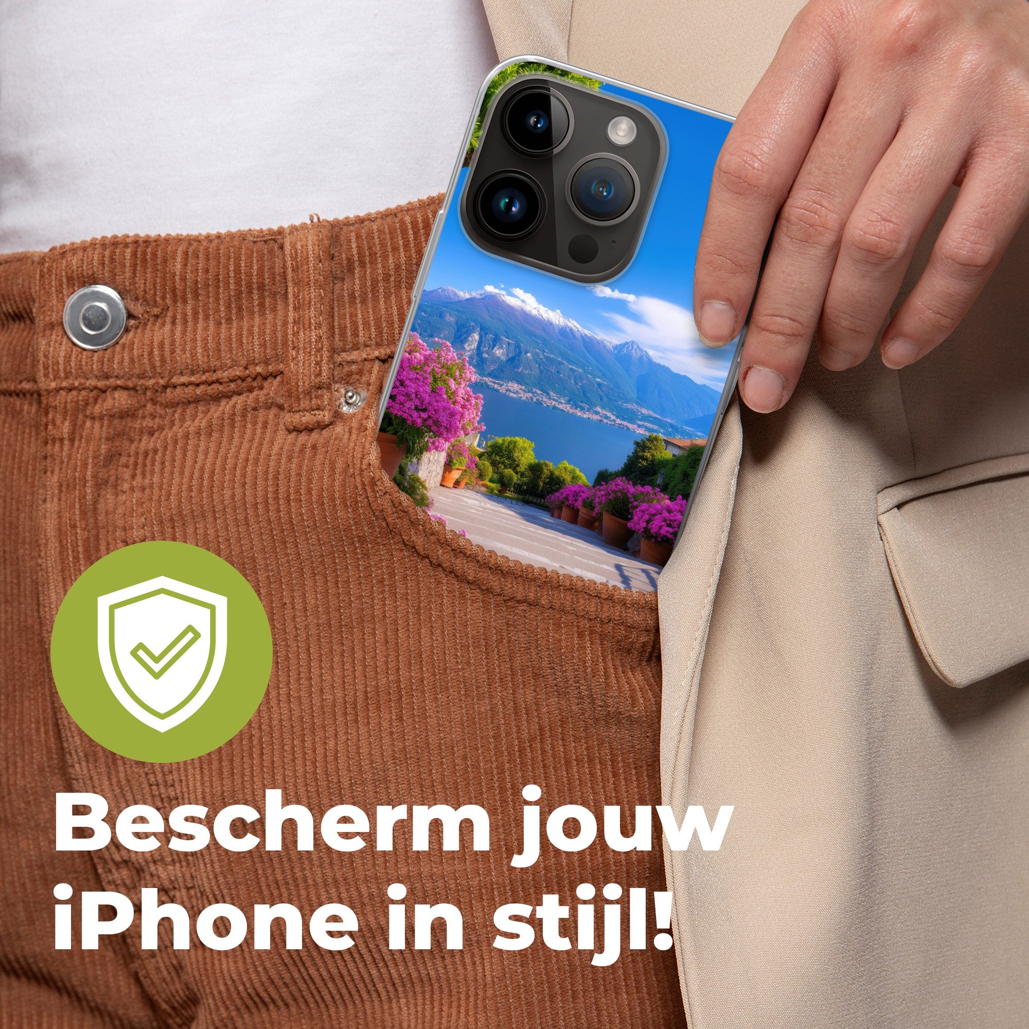MuchoWow Handyhülle für Apple iPhone 14 Pro Comer See - Italien - Landschaft, Smartphone-Bumper, Print, Handy Schutzhülle Dünn