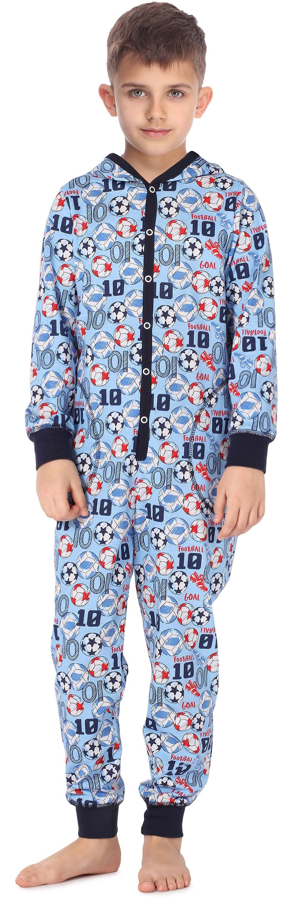 TI122 Timone Jugend Blau/Rot/Football Schlafanzug Schlafoverall Schlafanzug