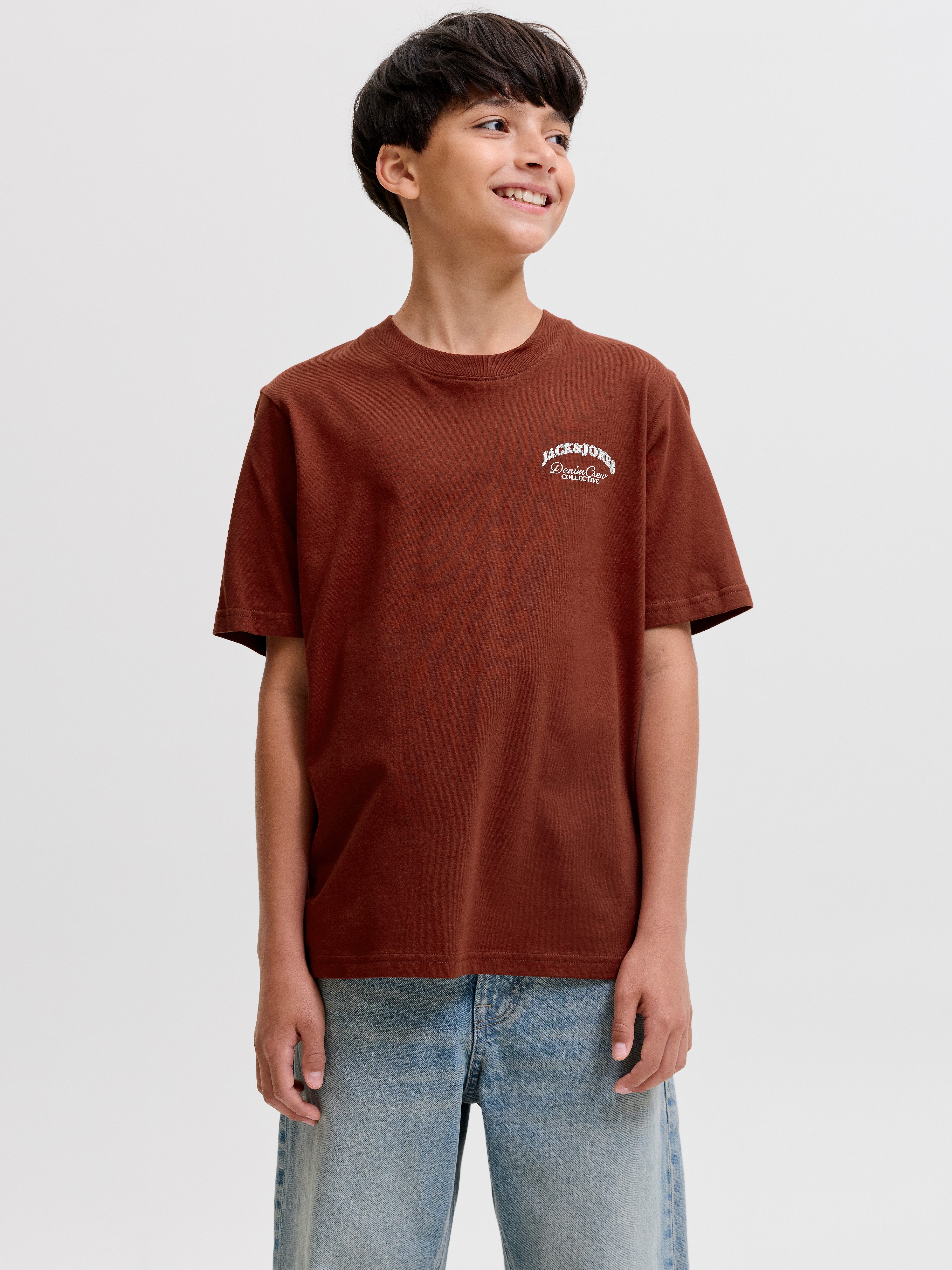 Jack & Jones Junior Rundhalsshirt JJEBRANDES BACKP RELAXED TEE SS SN JNR Baumwolle, relaxed fit