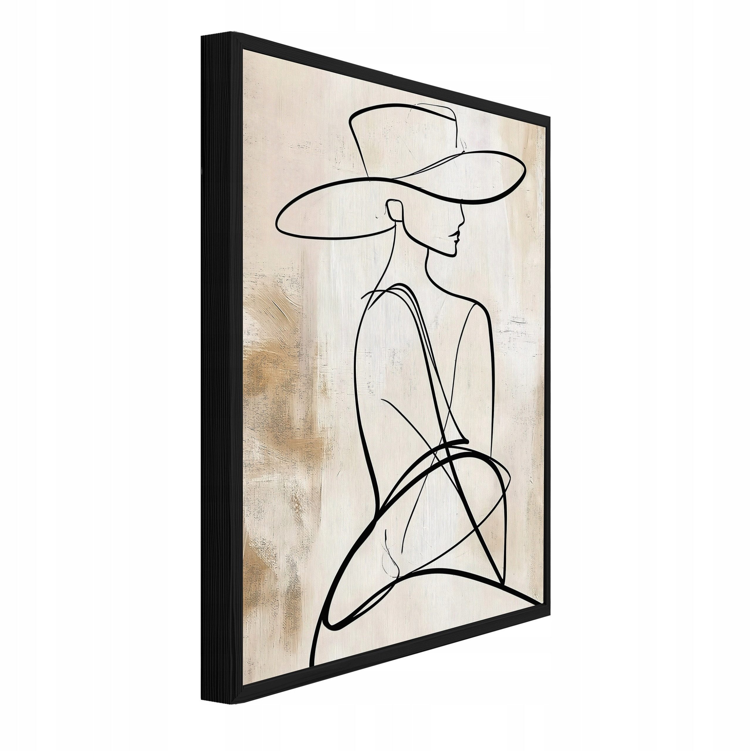 Wallarena Wandbild Frau Line Art Mode Bilder Beige Wohnzimmer Schlafzimmer Wandbild, Frau, Line Art (Wandbild, 1 St), Bilder mit Rahmen Wohnzimmer Schlafzimmer Wandbild Wanddeko 30x40 cm