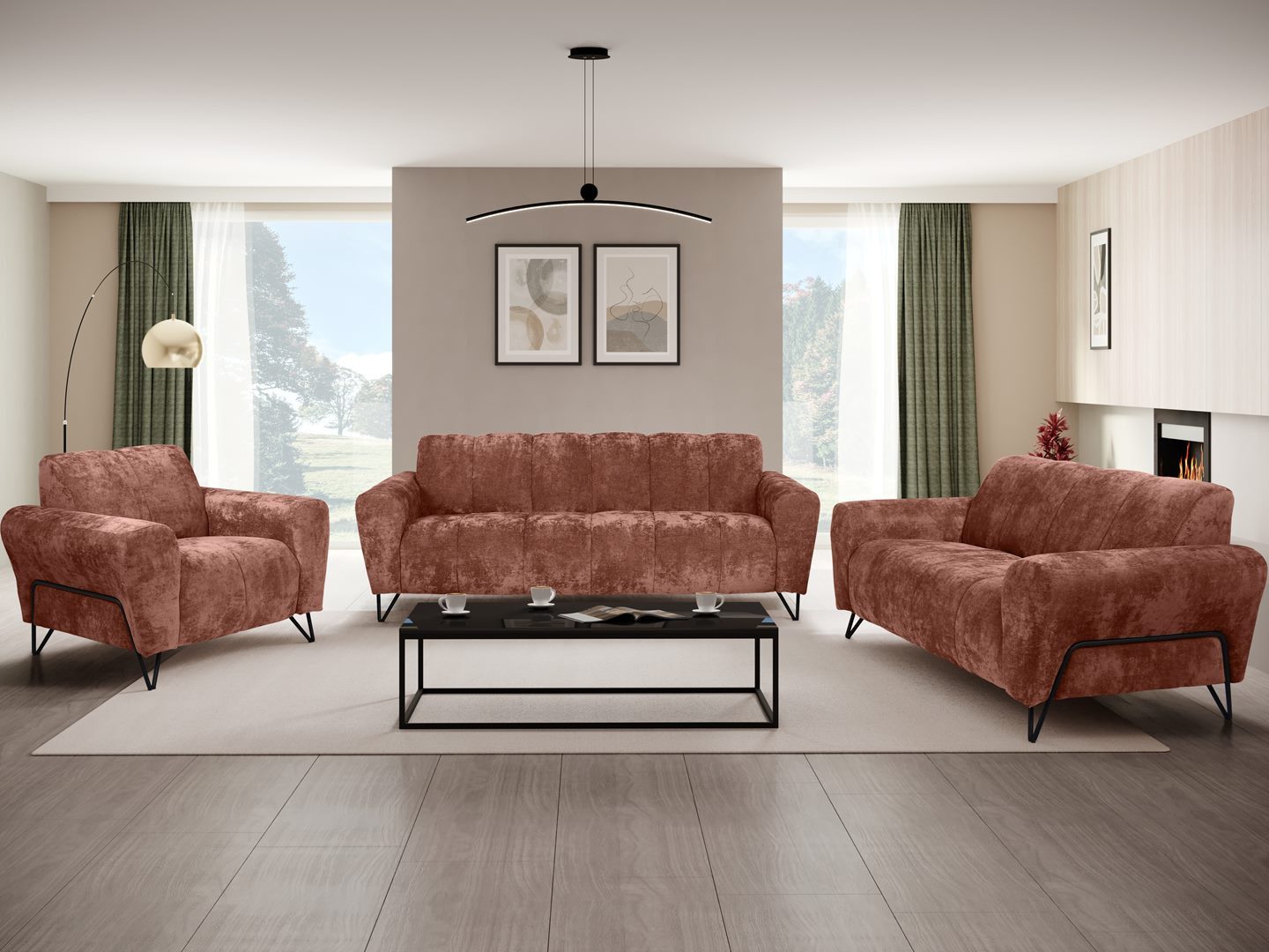 Beautysofa Polstergarnitur mit Metallbeine in schwarzer günstig online kaufen
