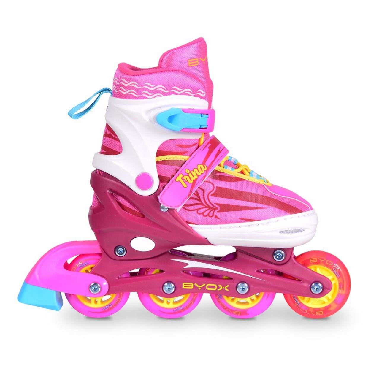 Byox Inlineskates Inliner Kinder Trina 3 in 1, Größe L 38-41 verstellbar, PU Rollen, 608ZB Lager