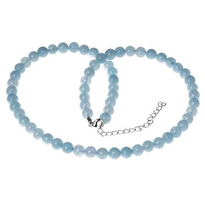 Bella Carina Perlenkette »Aquamarin 6,5 mm«, mit echten Aquamarin Perlen
