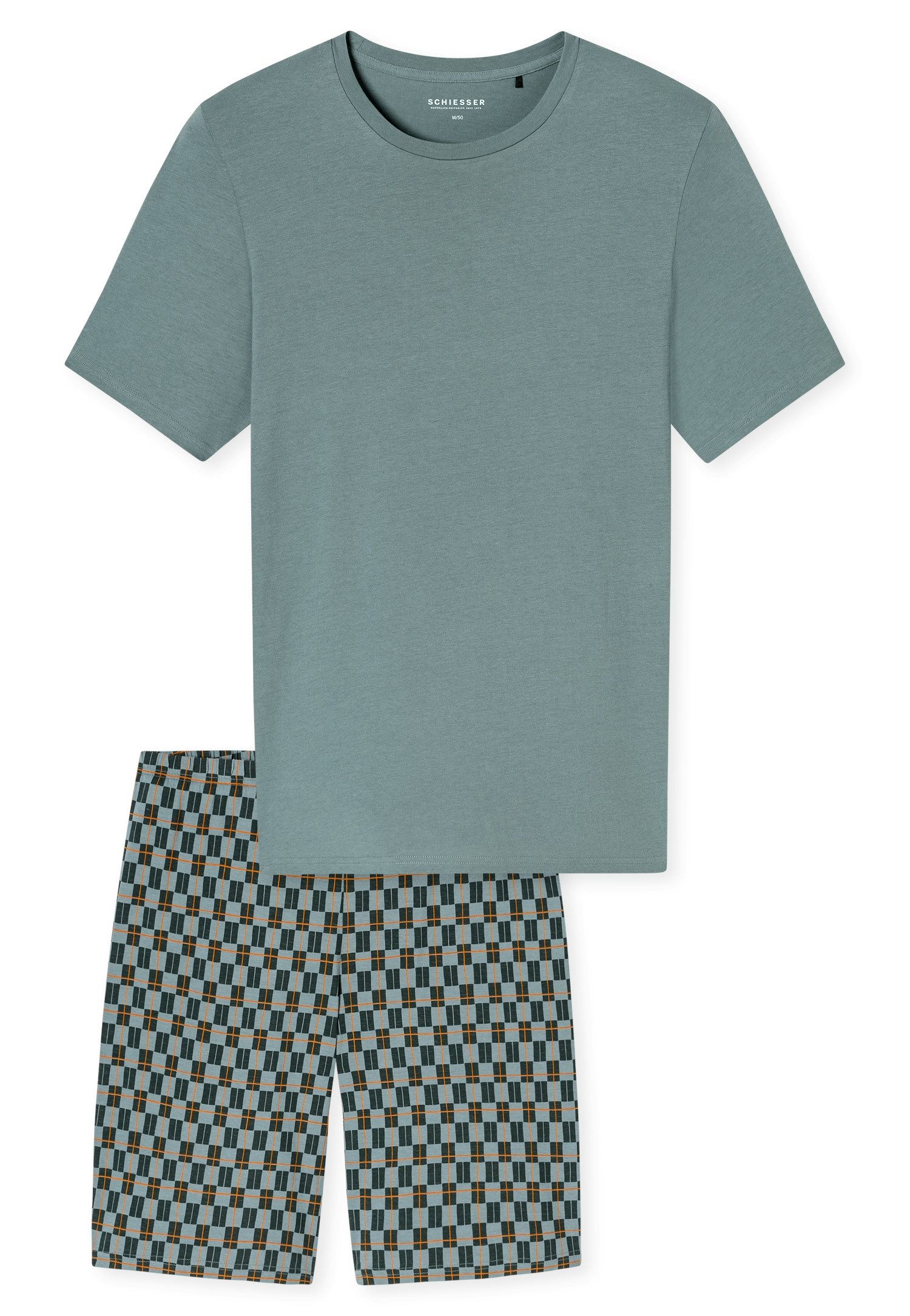 Schiesser Shorty Casual Essentials (2 tlg) mit unifarbenem Oberteil und gem günstig online kaufen