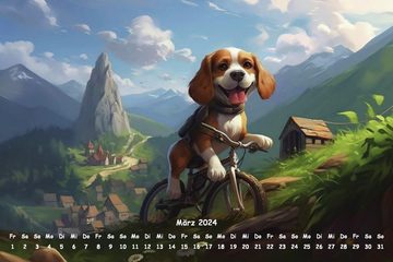raxxa Wandkalender Premium Monatskalender Animals on Bikes 2024