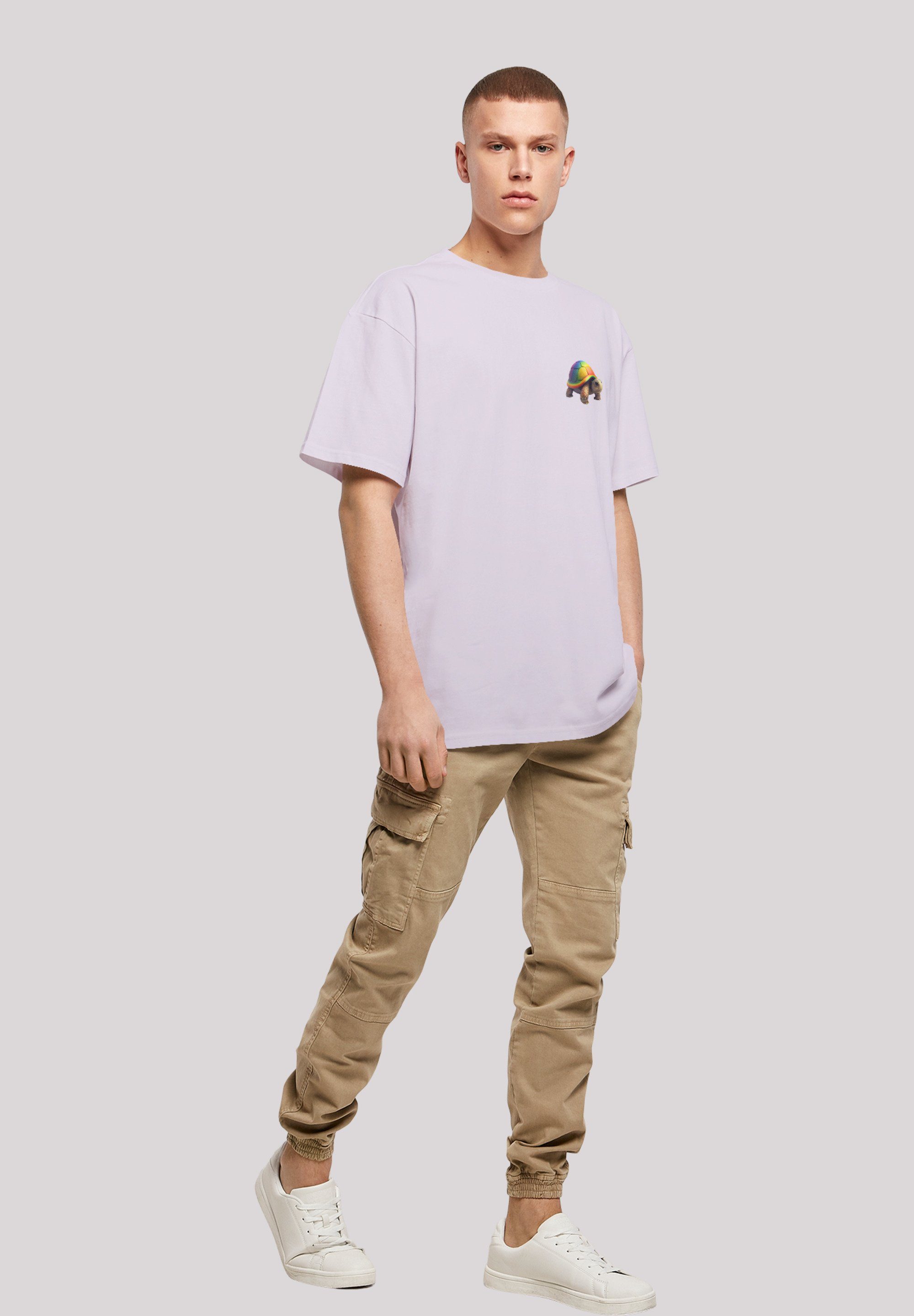 T-Shirt TEE Turtle F4NT4STIC Rainbow Print OVERSIZE lilac