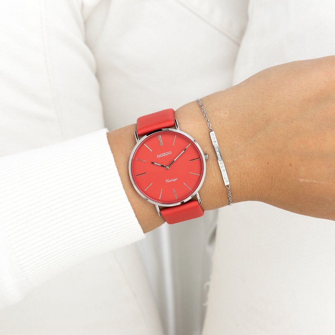 OOZOO Quarzuhr Vintage Damenuhr C20324 Rot günstig online kaufen