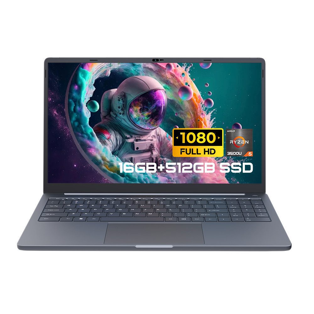 Ninkear Laptop 15.6"Full HD Display AMD Ryzen 5 3500U,16GB RAM 512GB SSD Notebook (39,6 cm/15.6 Zoll, AMD AMD Ryzen 5 3500U AMD Ryzen 5 3500U, AMD Ryzen 5 3500U, 16 GB, 512 GB SSD, mit Webcam-Schalter & QWERTY Tastatur)