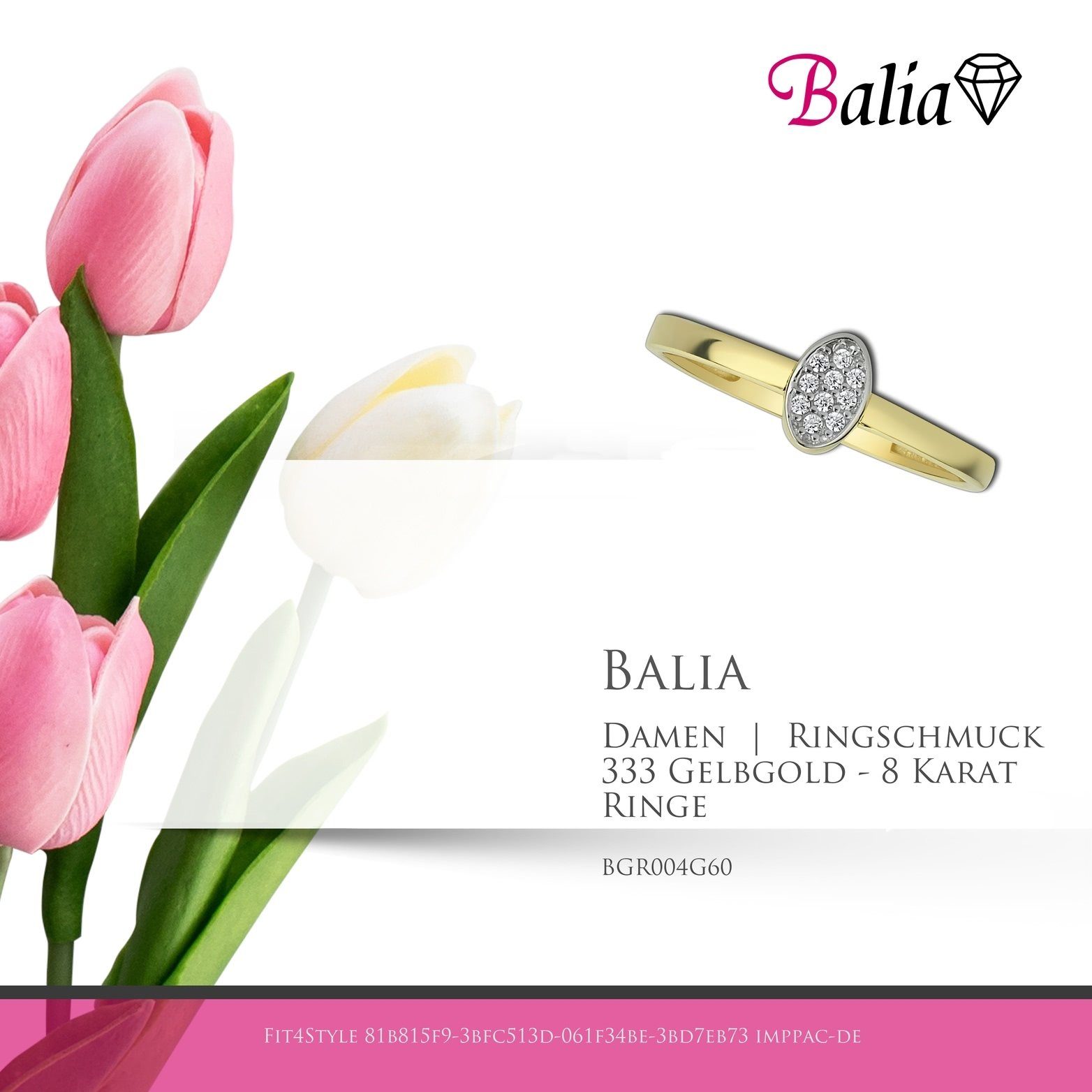 Balia Goldring Balia Ring aus gold) (Fingerring), Fingerring Damen Größe 33 Gelbgold - 333 Gold (19,1), (Oval 8 333 Karat 60 Gelbgold