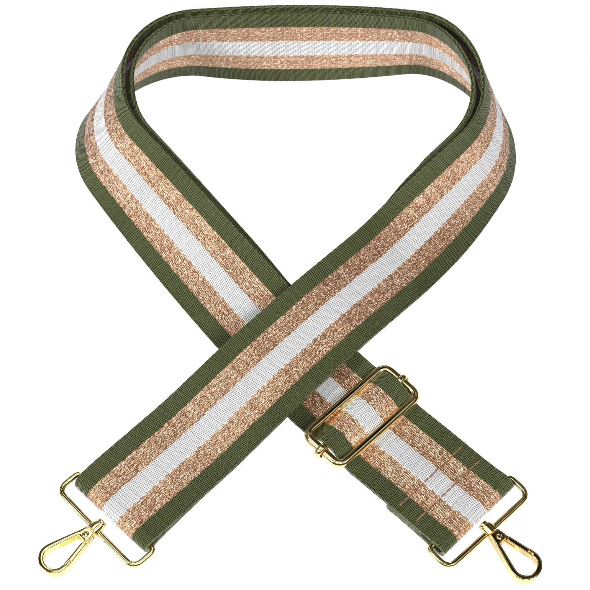 EAZY CASE Schulterriemen Schultergurte für Taschen gemustert Schulterriemen Taschenband Schultergurt zum Wechseln Tasche Gold Grün