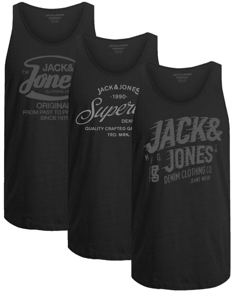 Jack & Jones Tanktop Bequemes Slimfit Shirt mit Printdruck (3er-Pack) mit Print
