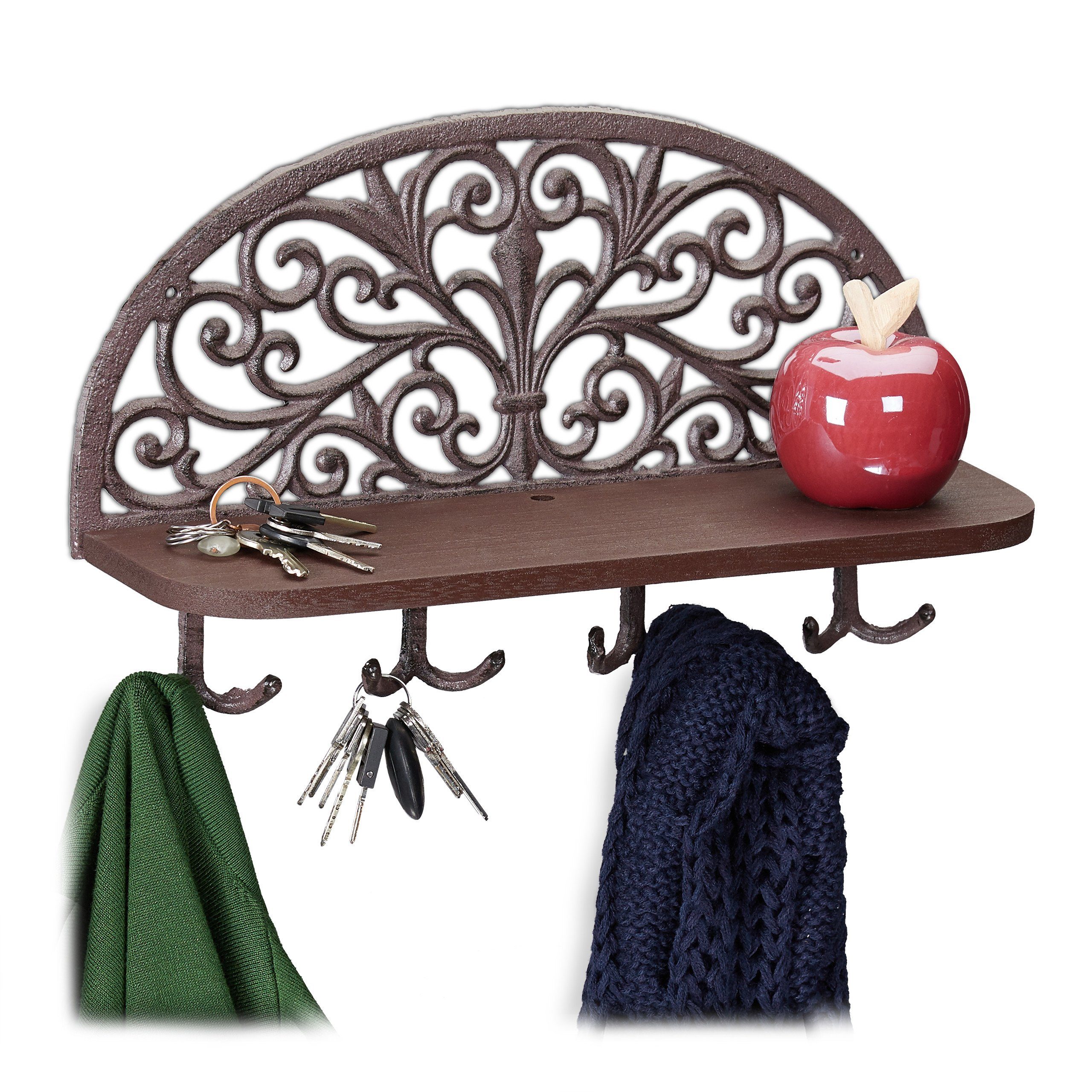 relaxdays Wandgarderobe mit Ablage, Braun günstig online kaufen