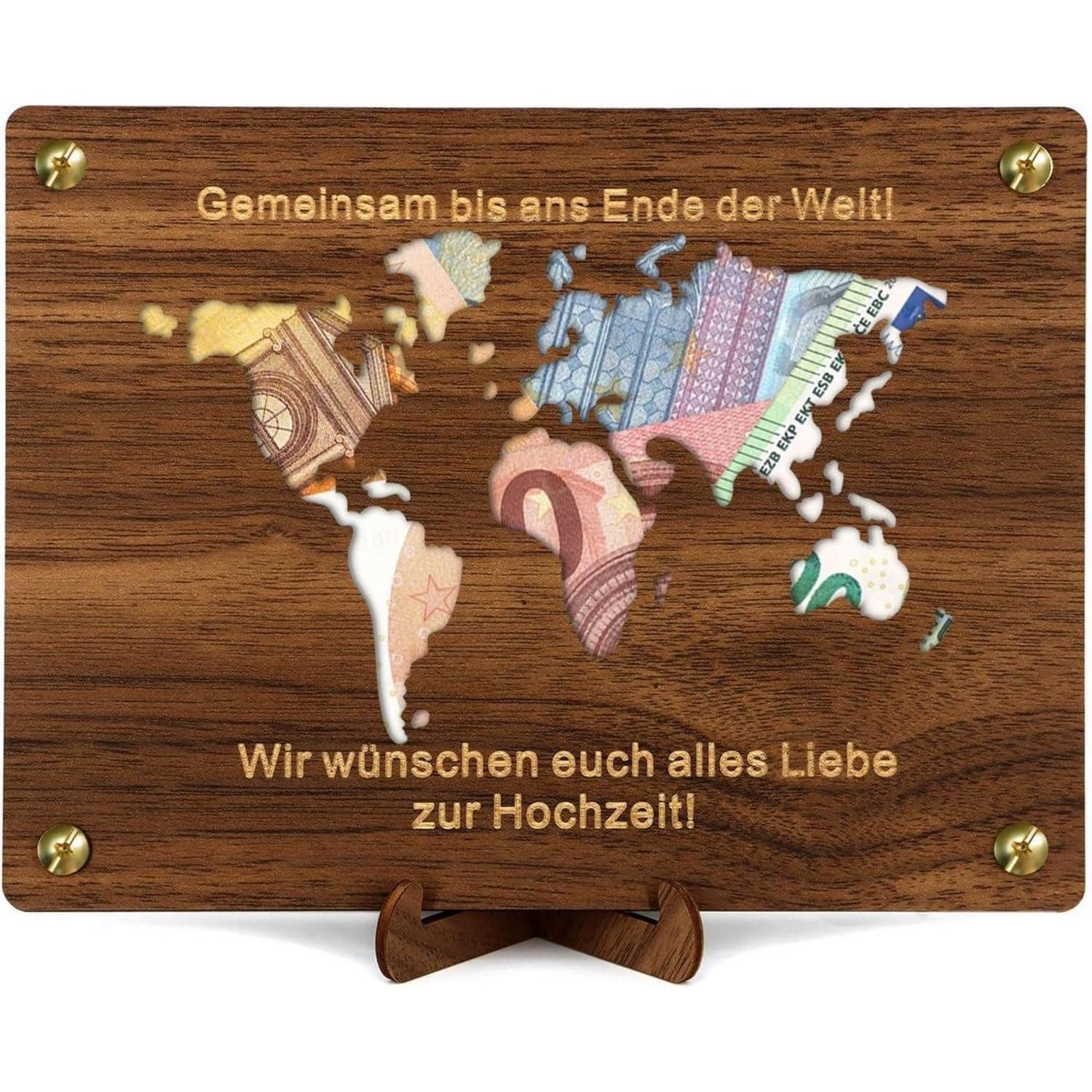 LuxusKollektion Geschenkbox Geldgeschenk Hochzeit Hochzeitskarte Verpackung Brautpaar Weltkarte