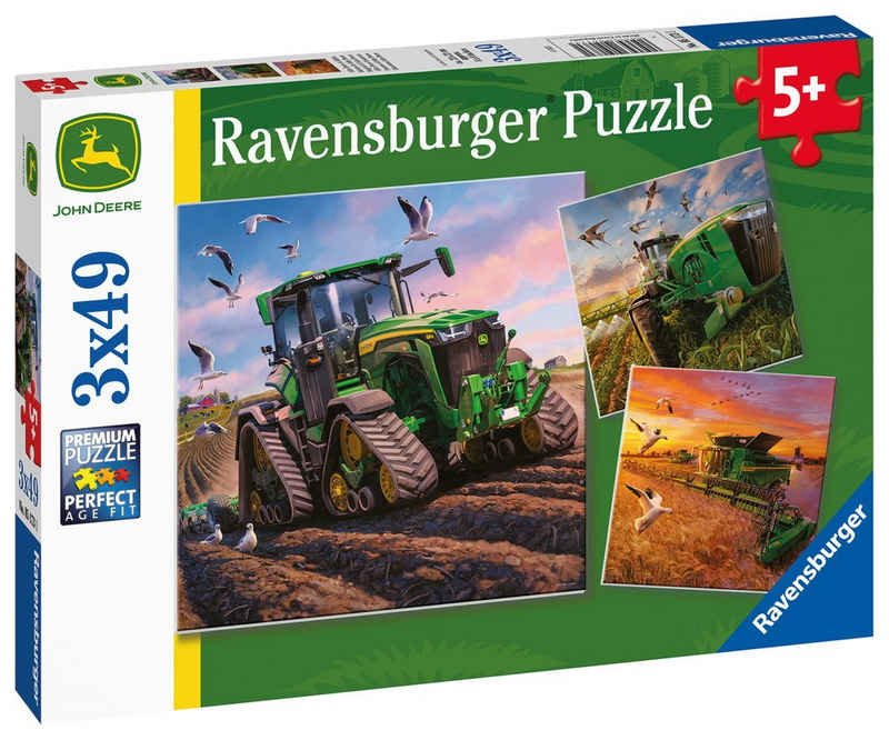 Ravensburger Puzzle 3 x 49 Teile Ravensburger Kinder Puzzle John Deere in Aktion 05173, 49 Puzzleteile