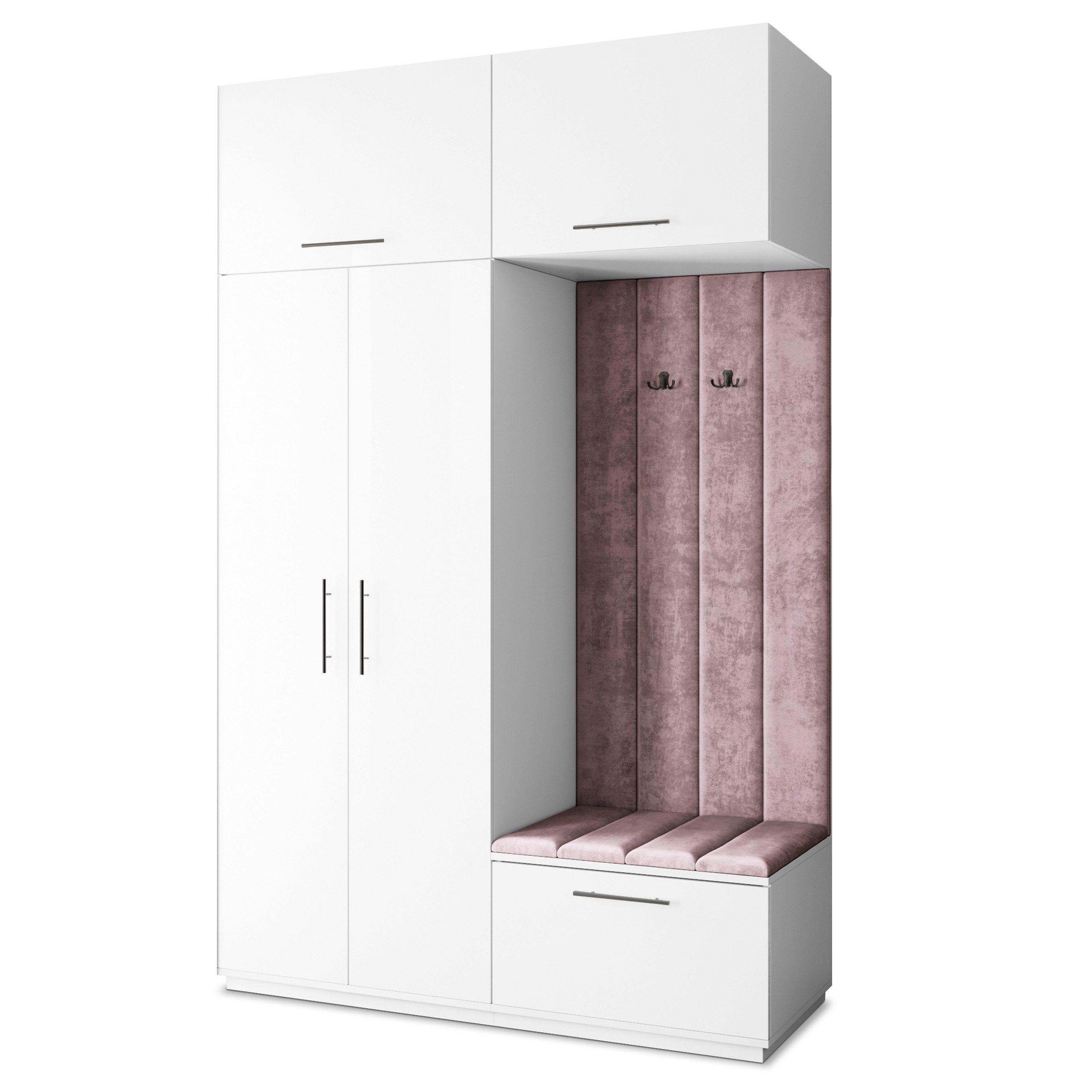 Masseno Garderobenschrank REMA 150 x 240 cm Garderoben-Set mit 2 Türen Weiß