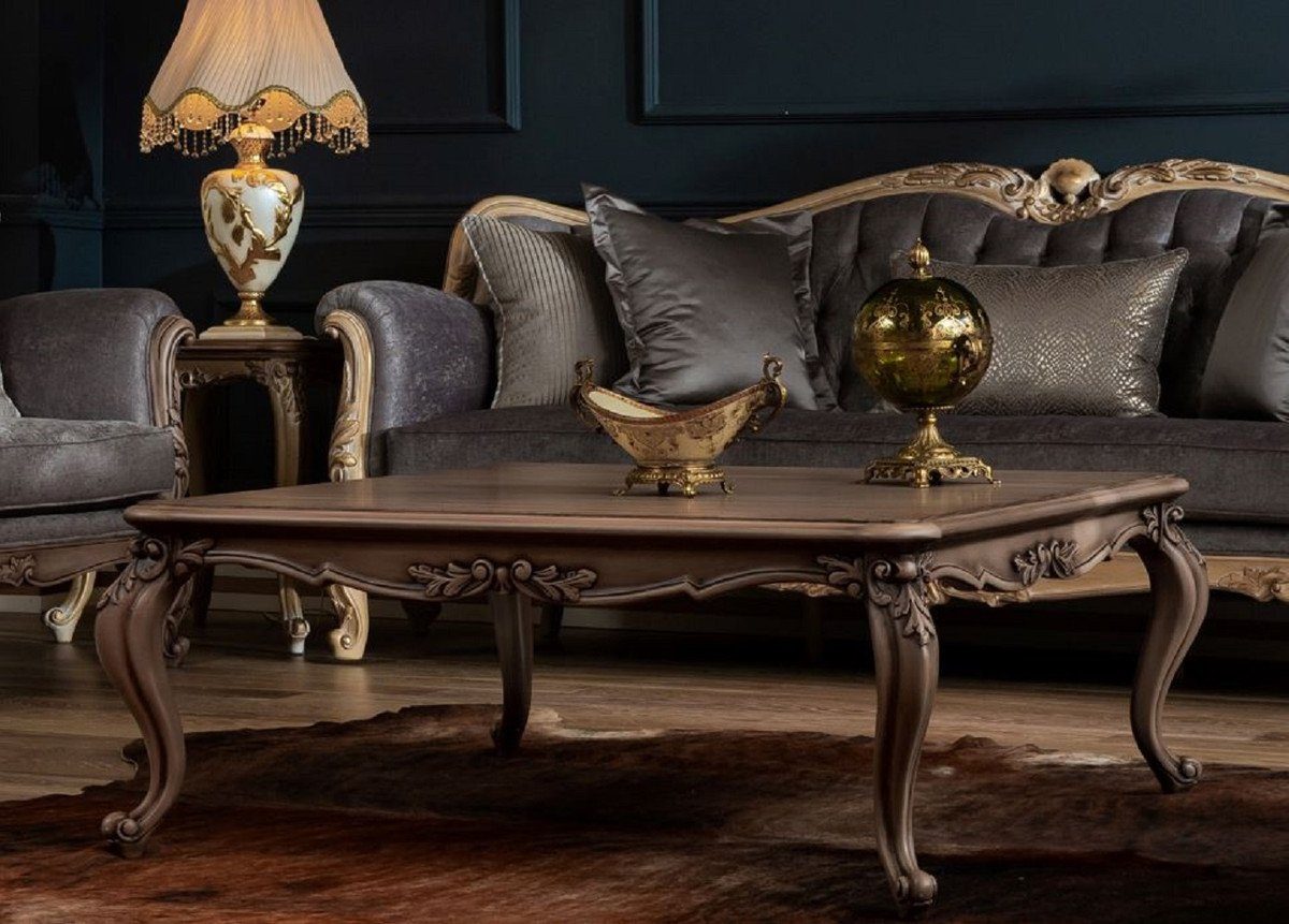 Barock Casa Padrino Wohnzimmertisch - Barock - Luxus Handgefertigter Braun Couchtisch Couchtisch Massivholz Möbel