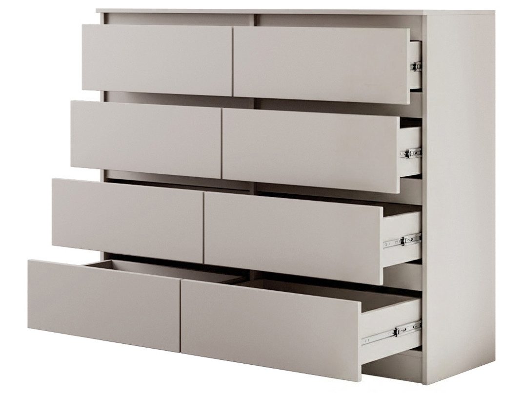 Beautysofa Kommode LEMON Kaschmir mit 8 Schubladen (Moderne Schubladenkommode Sideboard, mit Kugelführungen), Breite: 120 cm oder 140 cm