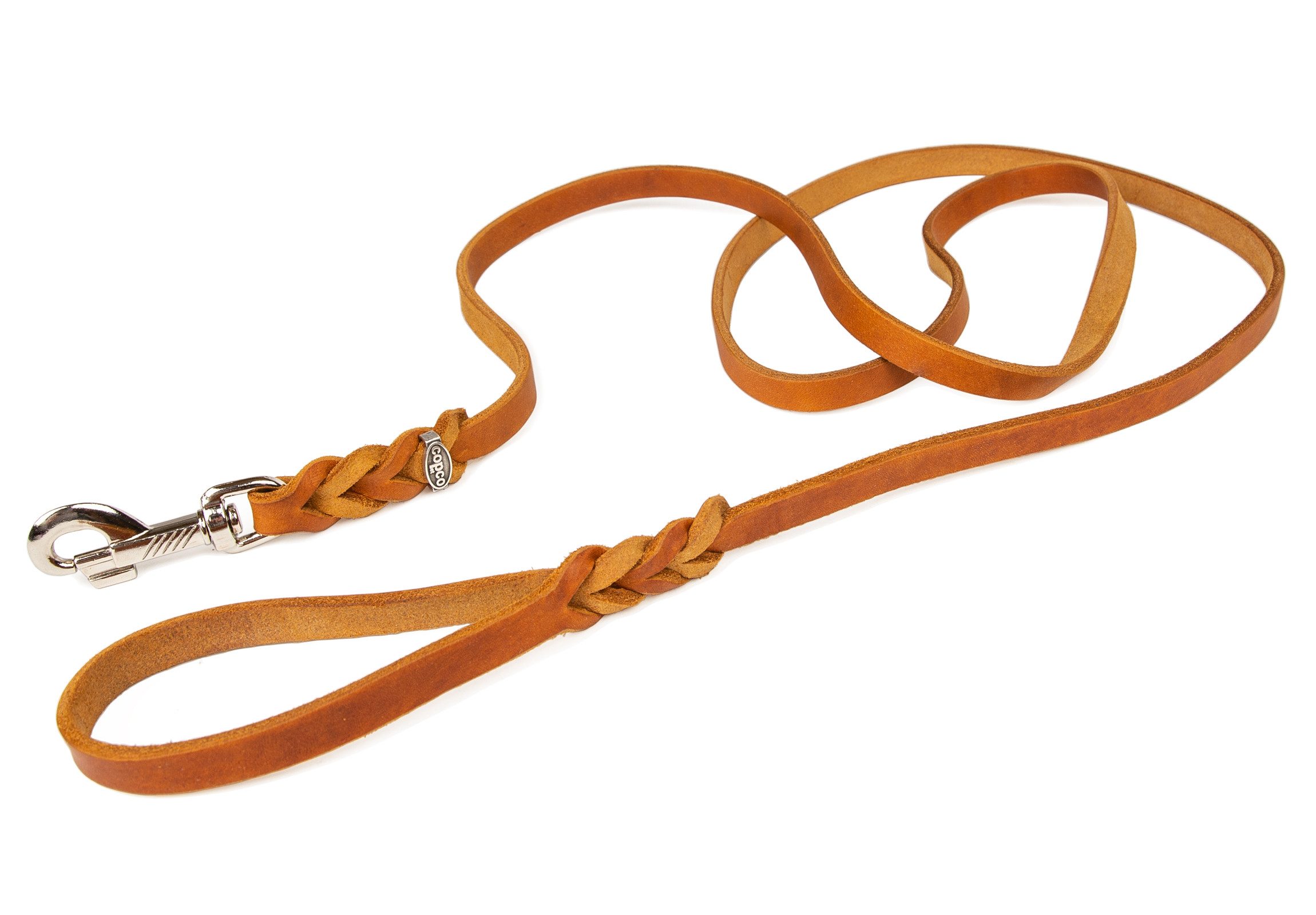 CopcoPet Hundeleine Fettlederleine mit Handschlaufe, Leder