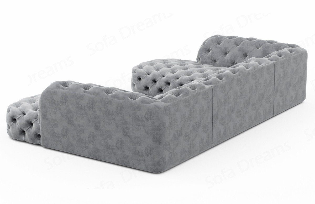 Sofa Dreams Couch U Designer Sofa Lanzarote im Wohnlandschaft hellgrau84 Chesterfield Look Stoffsofa, Couch Lounge Samtstoff