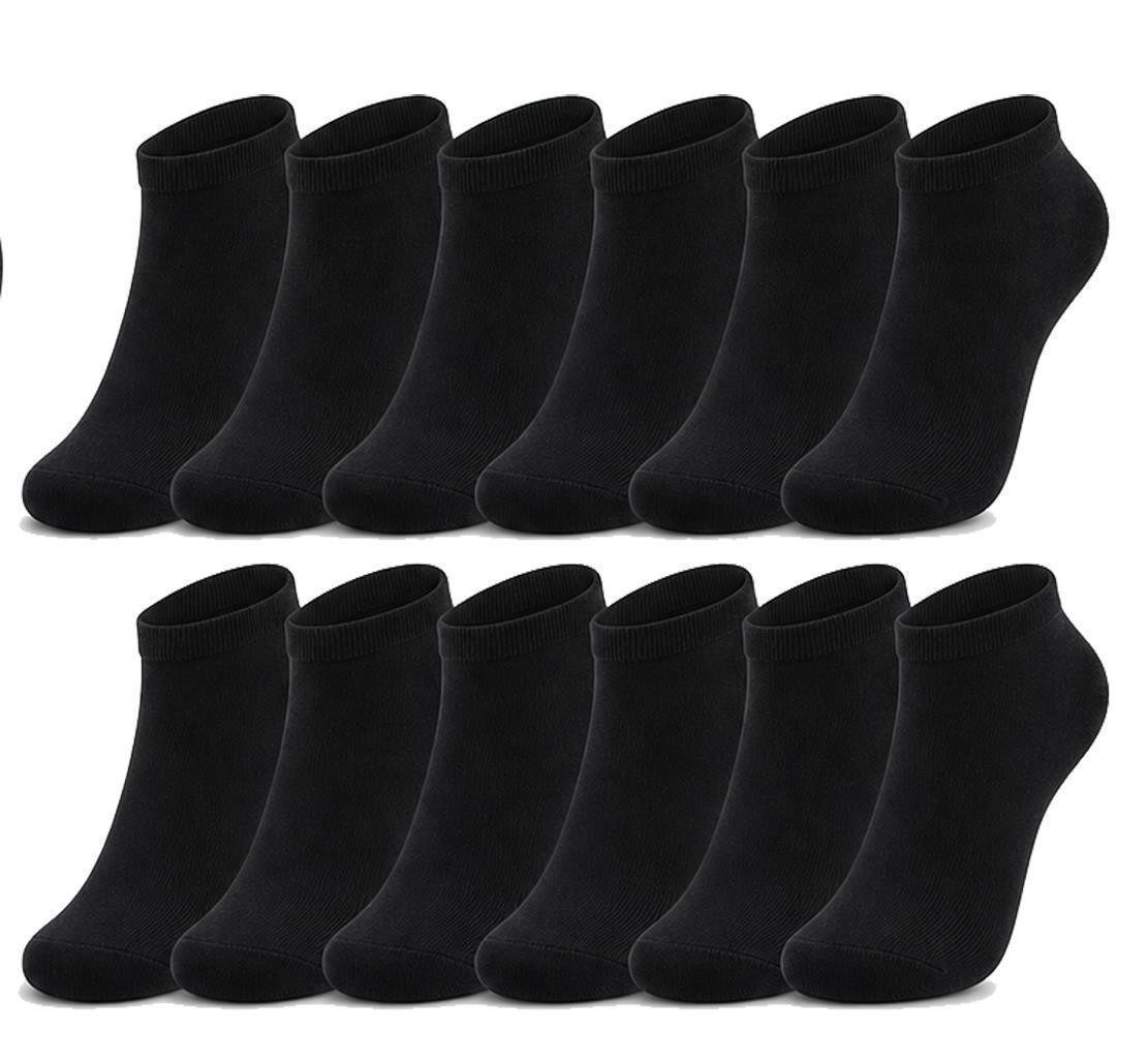 EloModa Sneakersocken Unisex Sneakersocken Damen Herren Baumwolle, Sneaker Socken, (12-Paar) 12 Paar, ohne Naht vorne, hoher Baumwollanteil