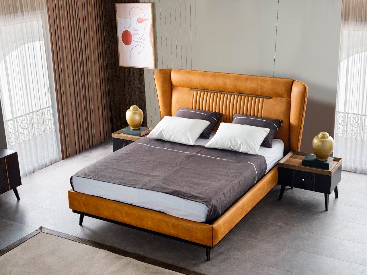 JVmoebel Bett Modernes Lattenrost Mit elegantem Polsterrahmen SOFORT (Bett), Made in Europa