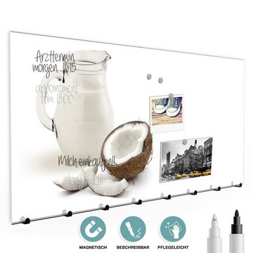 Primedeco Garderobenpaneel Magnetwand und Memoboard aus Glas Kokosmilch in Kanne