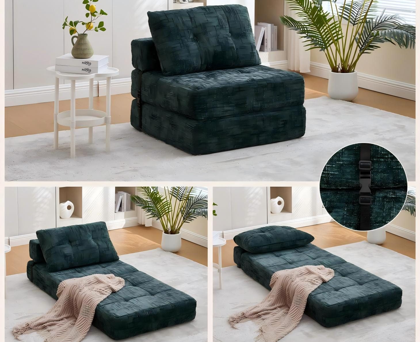 LVHOM Schlafsofa Einzel-Klappsofa mit Kissen, Grün