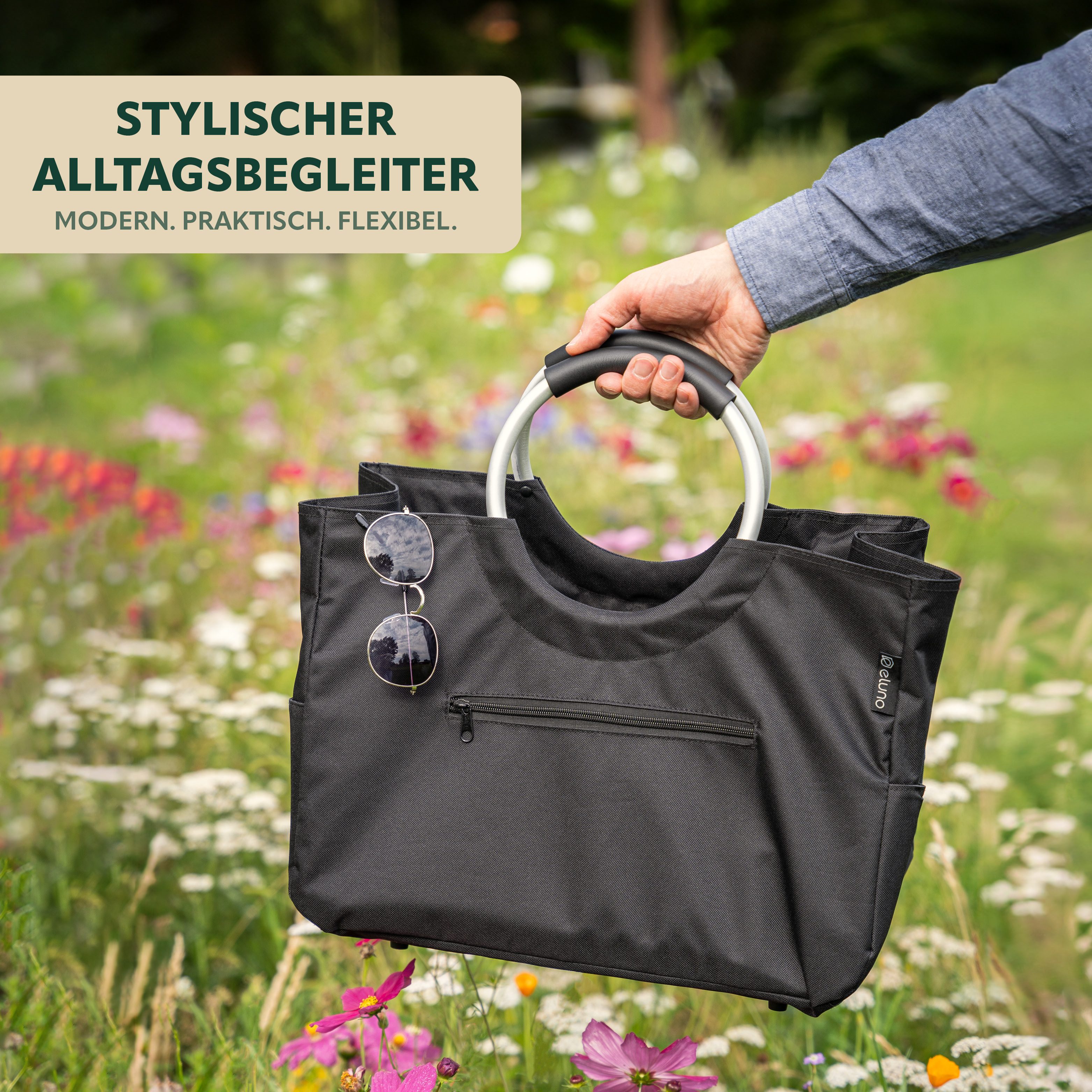 eluno Einkaufskorb WARWE, Polyester wasserabweisend, schwarz günstig online kaufen