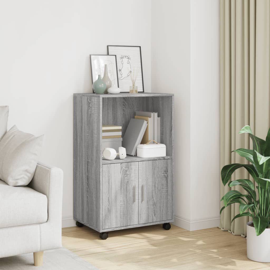 vidaXL Sideboard Rollschrank Grau Sonoma 55x40x91 cm Holzwerkstoff (1 St)
