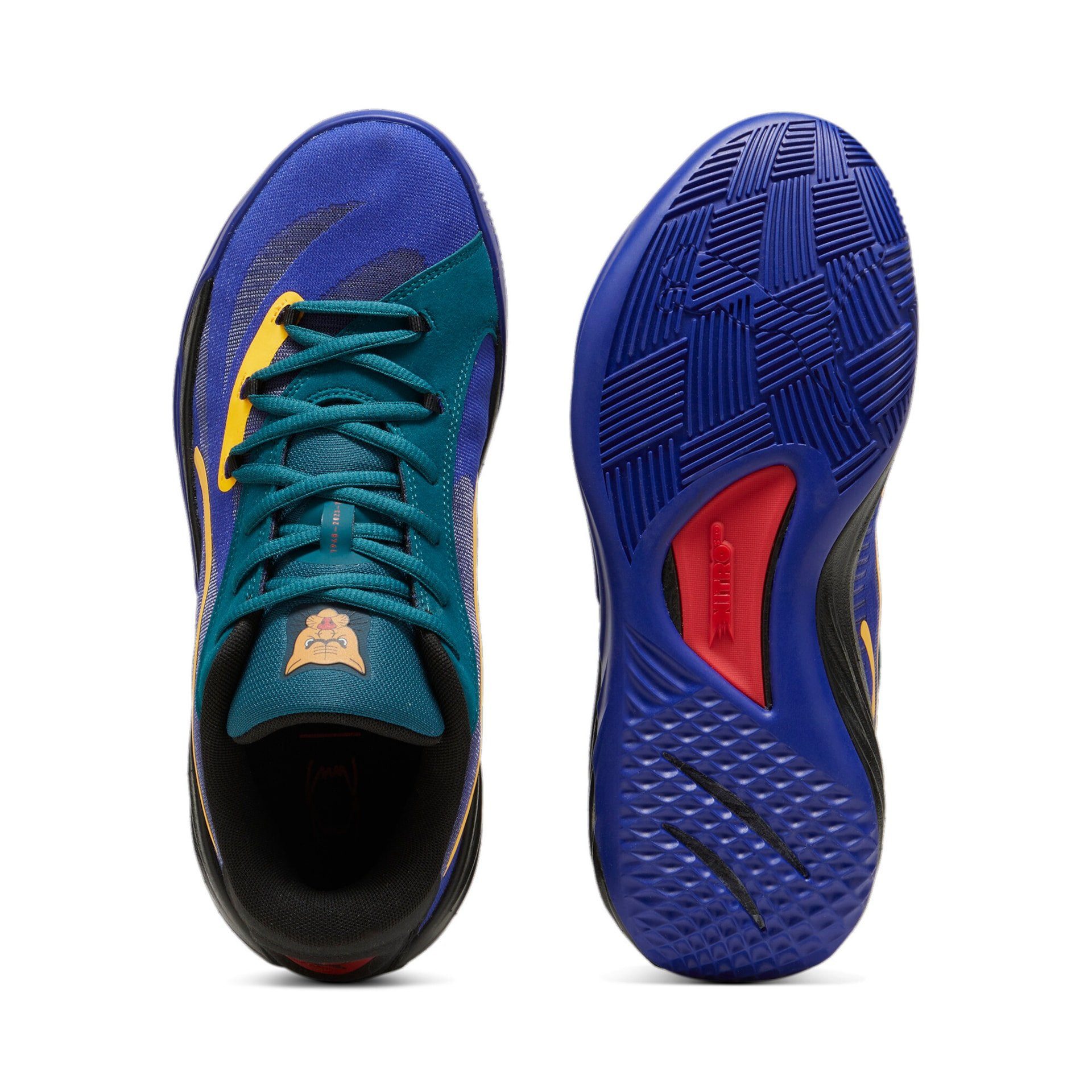 PUMA Hallen-Indoorschuhe All-Pro Nitro Crowd Craze blau/bunt Herren Badmintonschuh