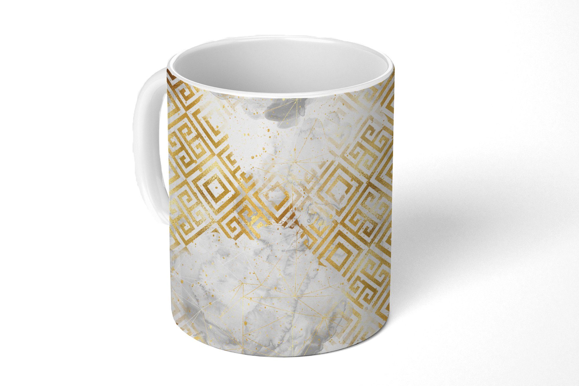 Geschenk Gold - Marmor Muster Geometrie, - Teetasse, Kaffeetassen, - Tasse Becher, Teetasse, Keramik, MuchoWow
