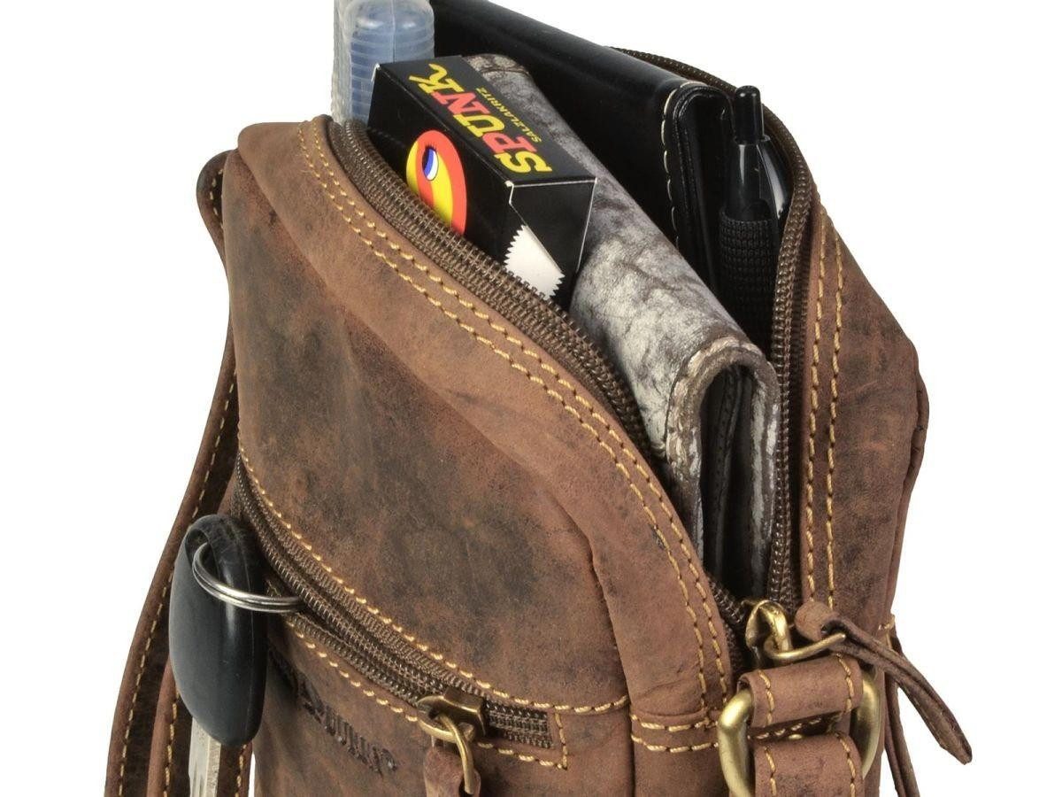 Greenburry Umhängetasche "Vintage" Leder, used Look, Schultertasche, Herrentasche, 17x23cm