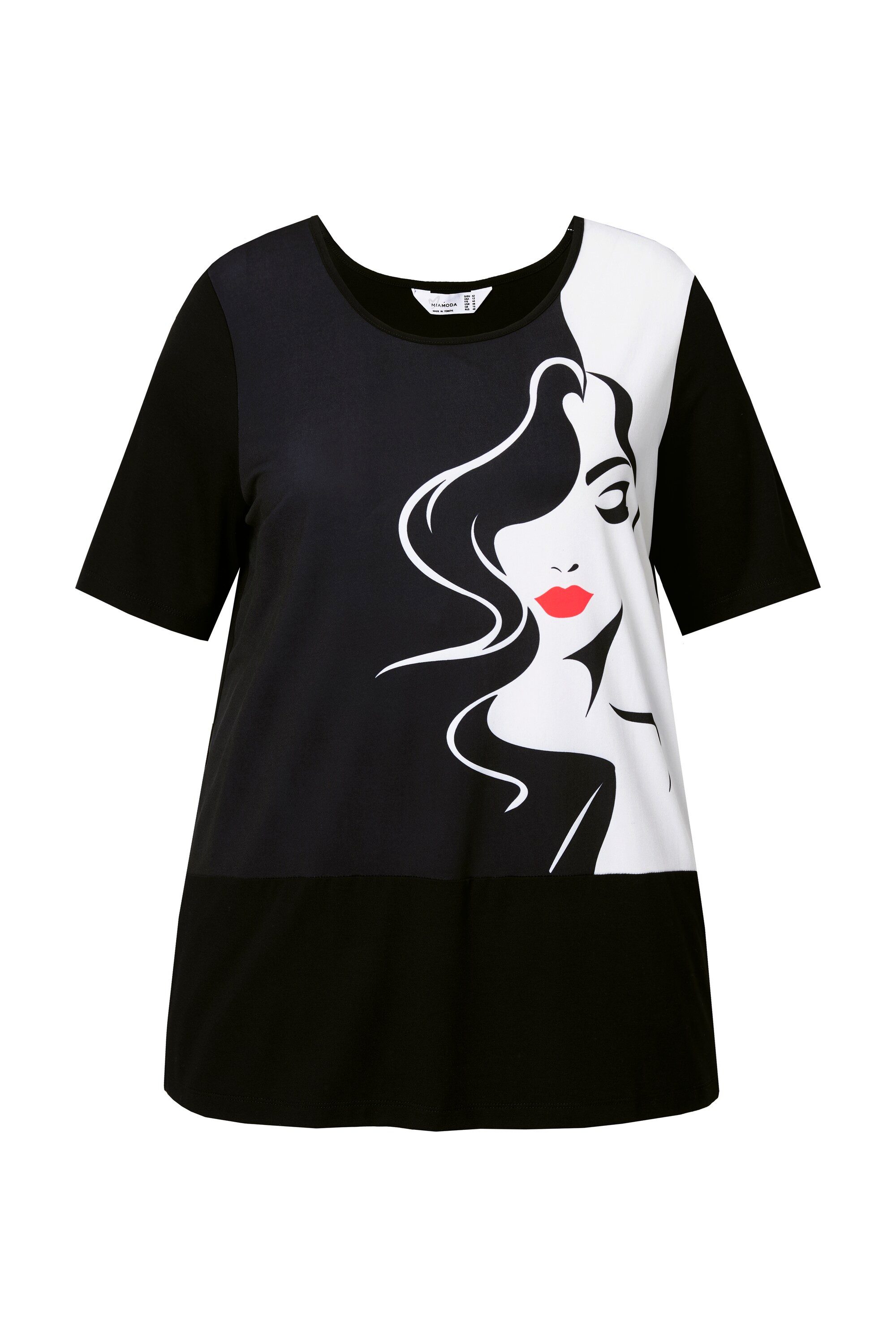 MIAMODA T-Shirt T-Shirt A-Linie vorne Schwarz/Weiß günstig online kaufen