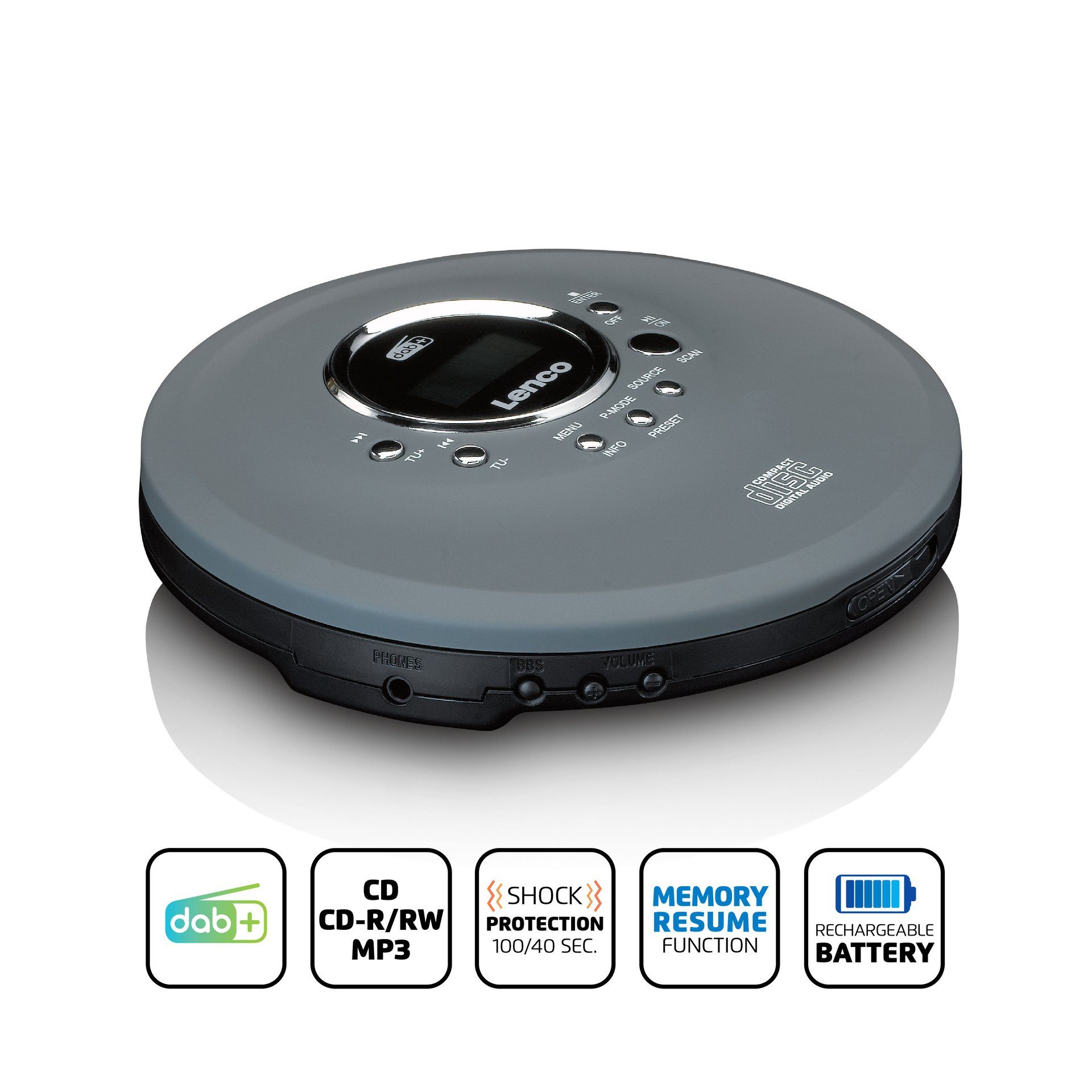 Lenco CD-400GY CD/MP3-Player - Tragbarer Radio