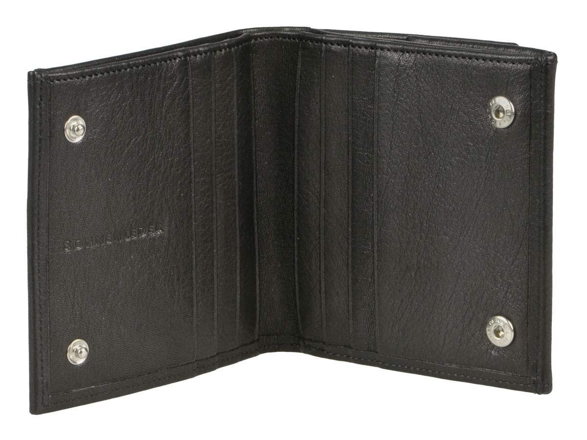 Portemonnaie, Schachtel Sonnenleder schwarz K, quadratisch 10x10cm, Wienfluss Wiener Geldbörse Herrenbörse,