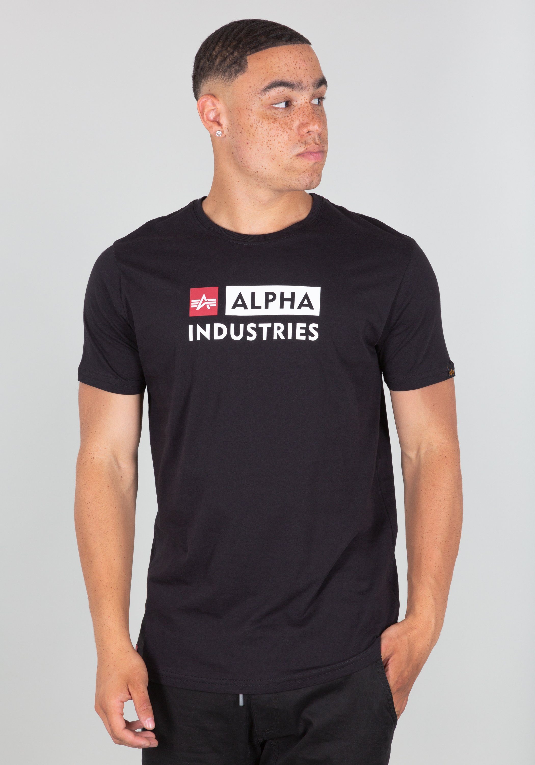 Alpha Industries T-Shirt Alpha Industries T-Shirts black Block-Logo T - Alpha Men