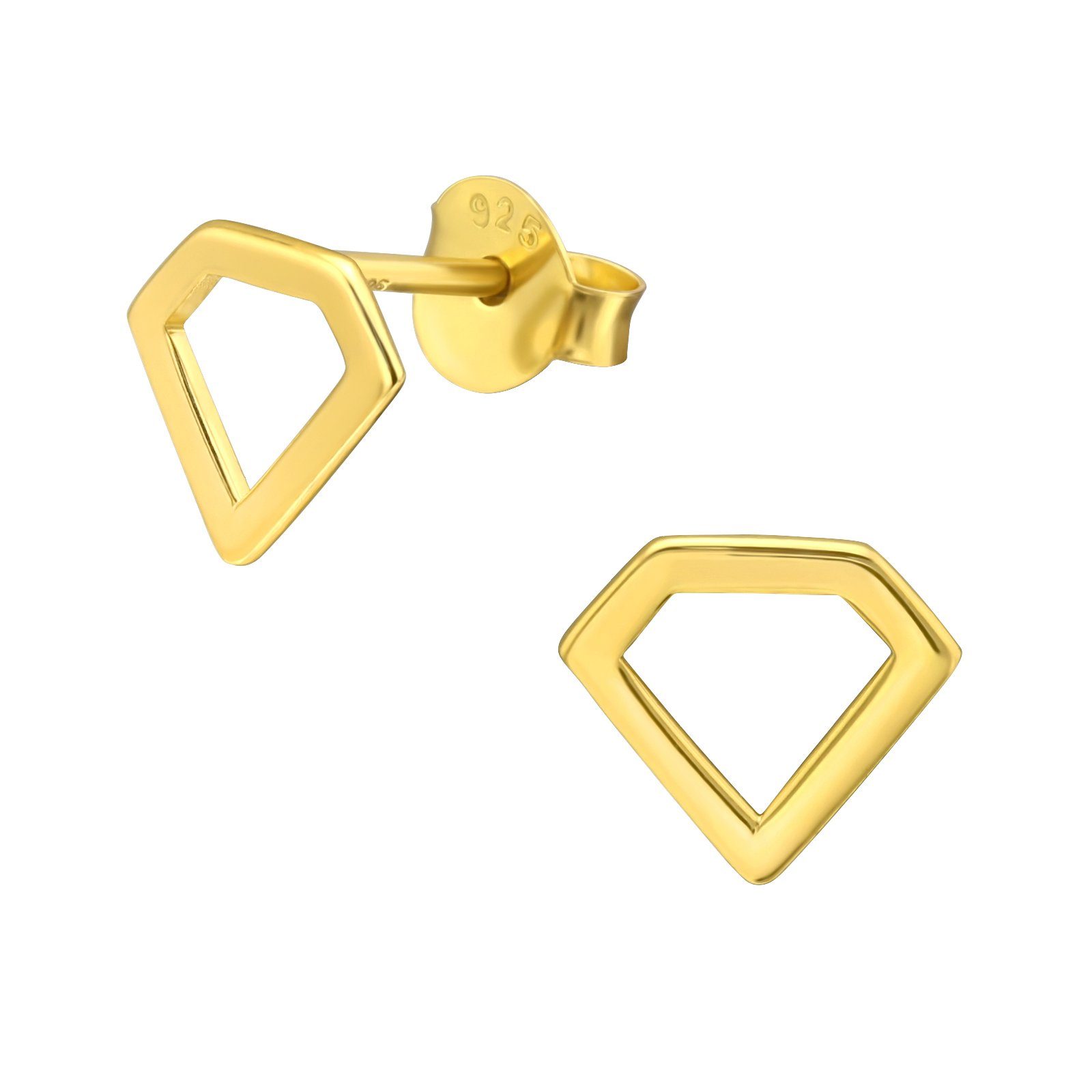 ALEXANDER YORK Paar Ohrstecker DIAMANT cut-out Design in gold, 2-tlg., 925 Sterling Silber