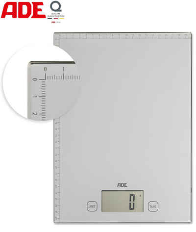ADE Küchenwaage Digital mit XXL-Wiegefläche und aufgedrucktem Lineal, bis zu 20 kg