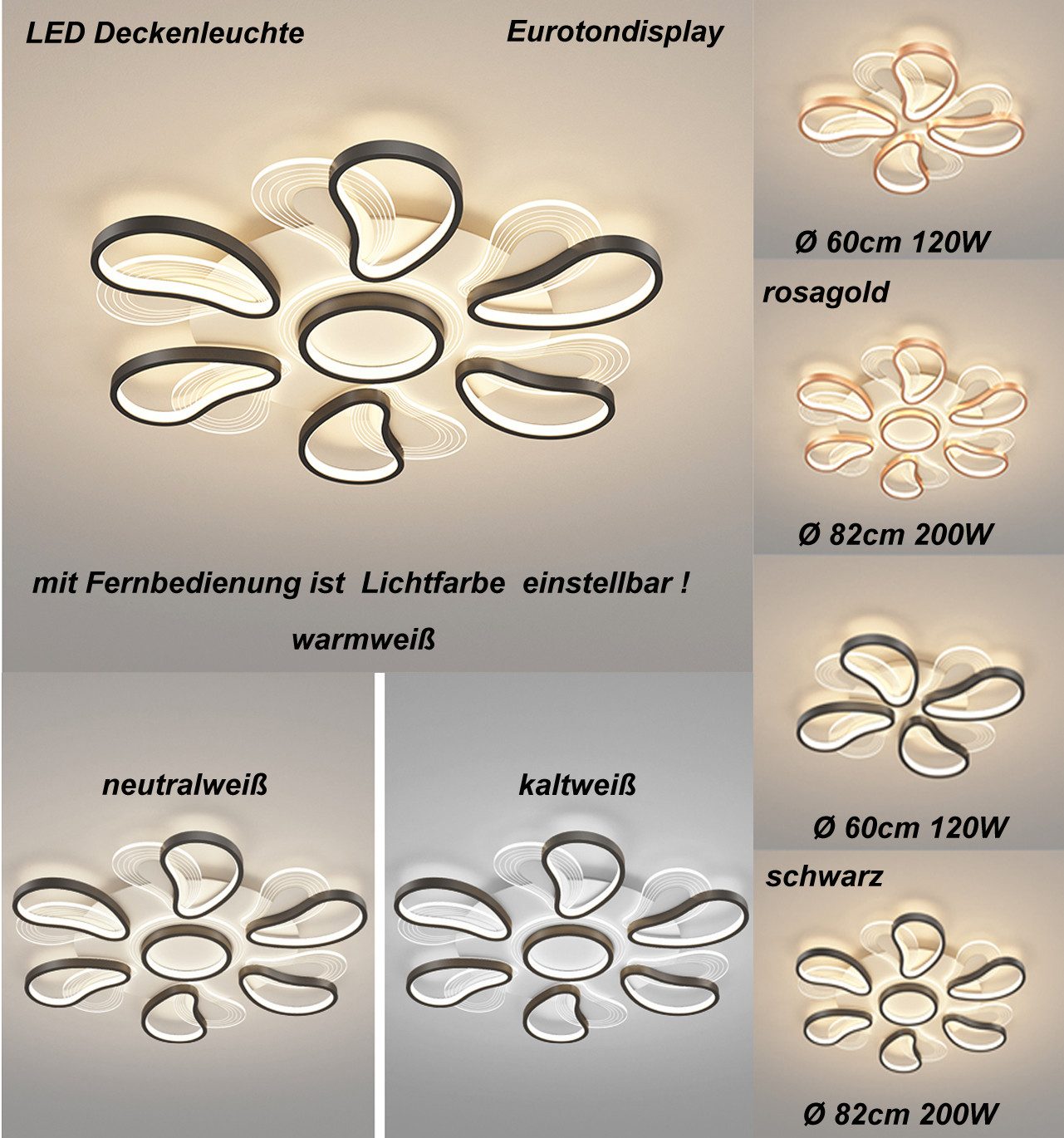 Eurotondisplay LED Deckenleuchte LED Deckenleuchte Fernbedienung günstig online kaufen