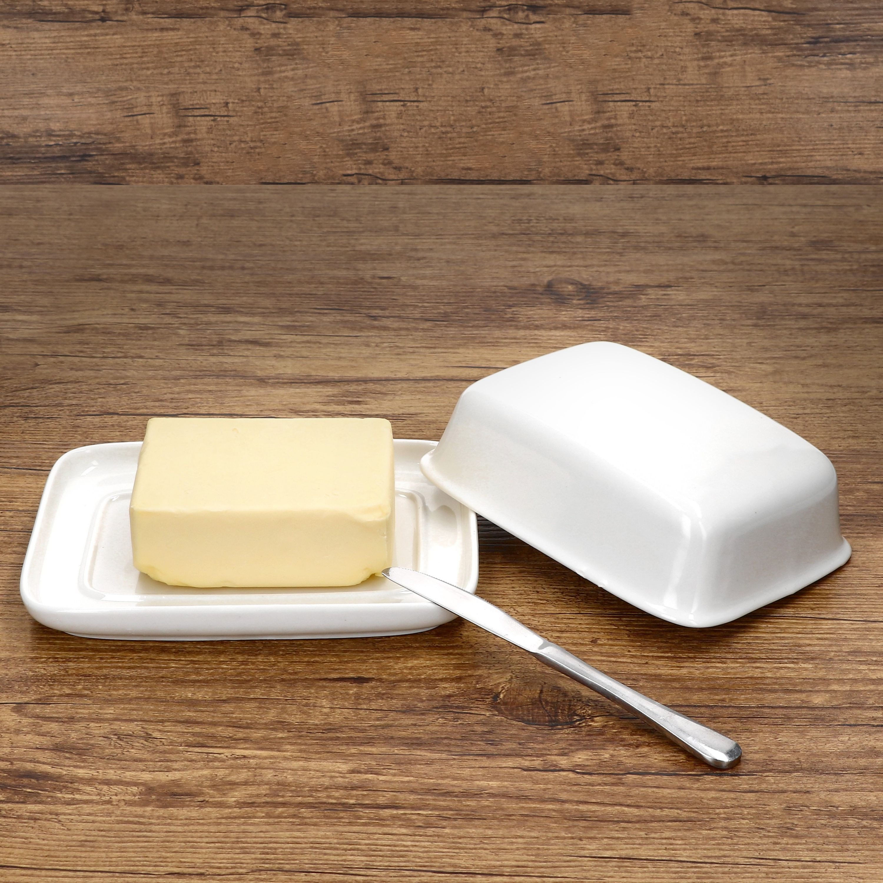MamboCat Butterdose Bärbel Butterdose mit Deckel weiß rechteckig für 250g Porzellan, Porzellan – Bild 5 von 5