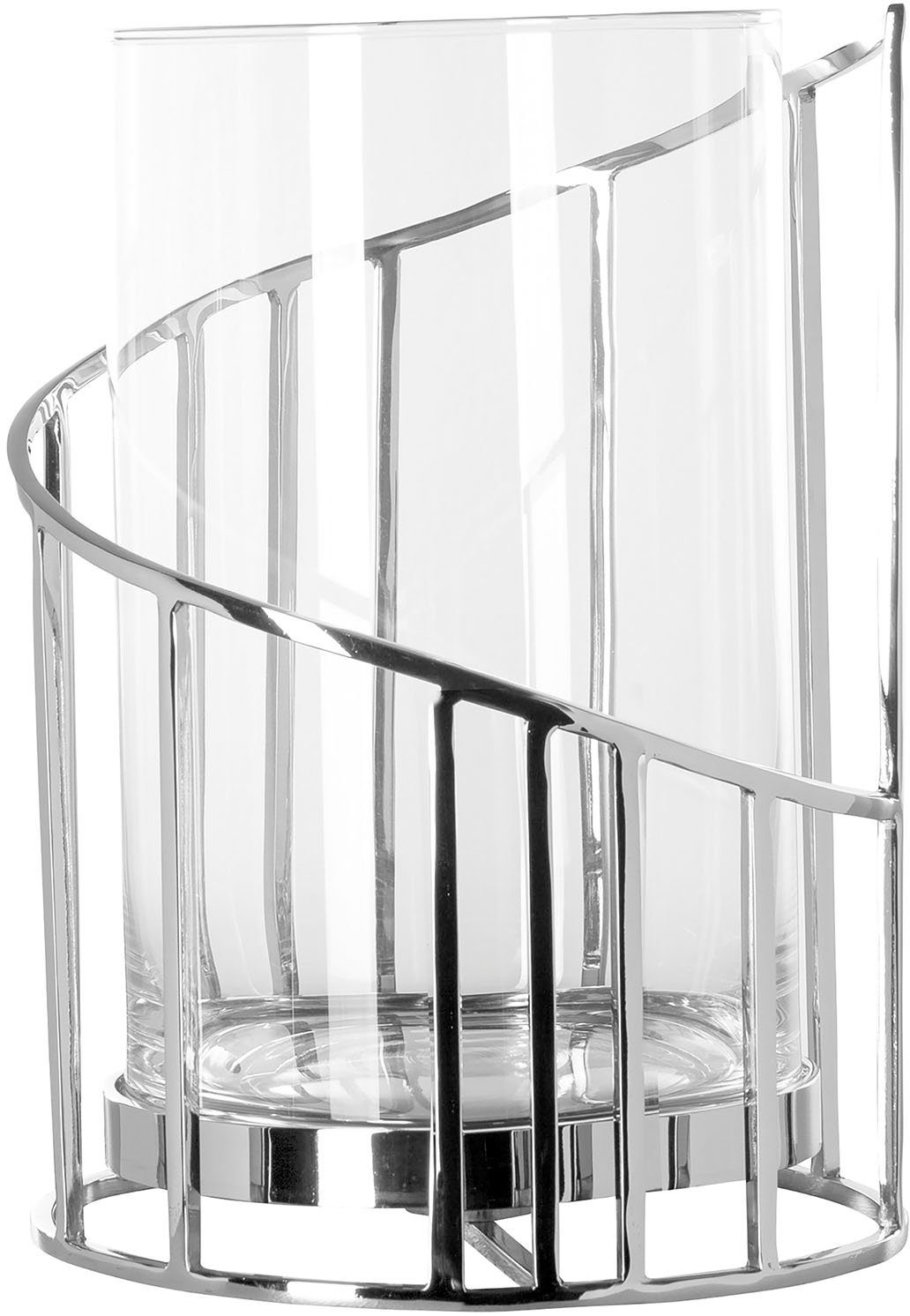 Glaseinsatz, mit Höhe St), 29,50 cm (1 ca. Fink CELINE Kerzenhalter Edelstahl Windlicht aus