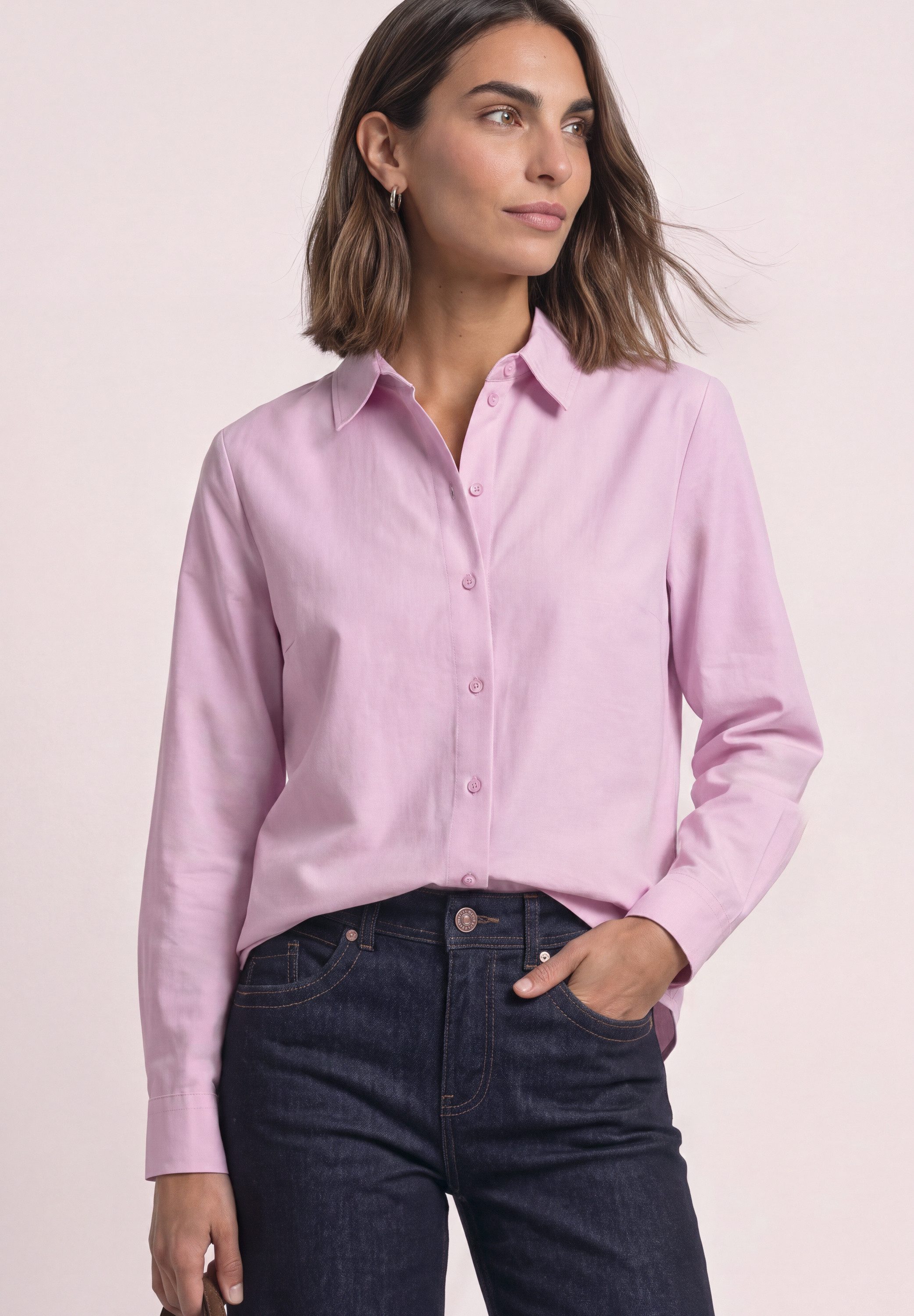 STREET ONE Langarmbluse Oxford Bluse mit Backprint