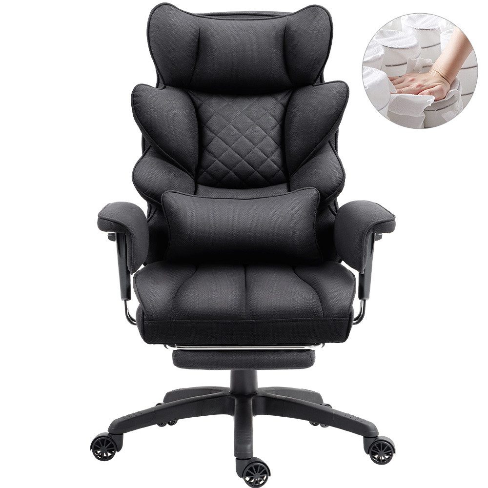 Dowinx Gaming-Stuhl Bürostuhl Ergonomisch mit Taschenfeder-Kissen (Packung), Chefsessel mit weiche Rückenlehne und verstellbare Lendenkissen