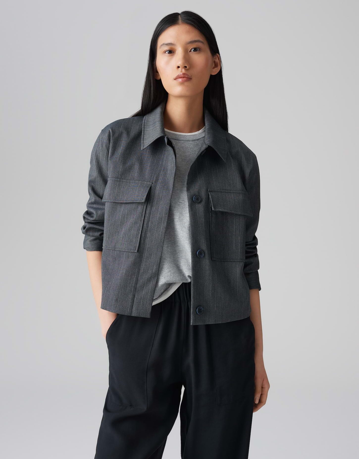 OPUS Kurzjacke HYDENA mit Nadelstreifen Kellerfalte günstig online kaufen