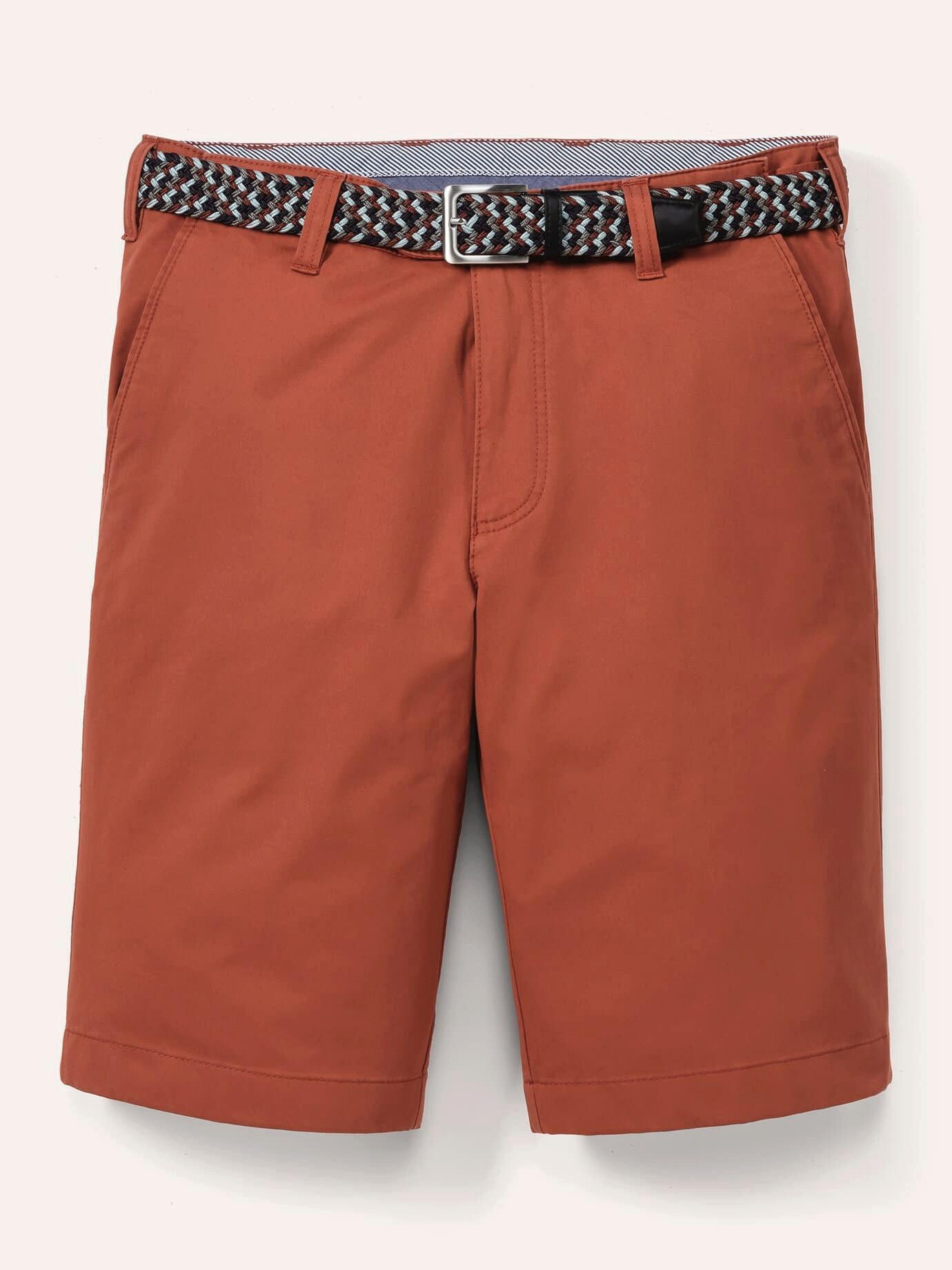 Walbusch Bermudas Herren Stretchbund Bermudas Regular Fit bügelfrei mit Flechtgürtel Comfort-Bund (ca. 6 cm Dehnreserve), Hemdenstopper, Sicherheitstasche