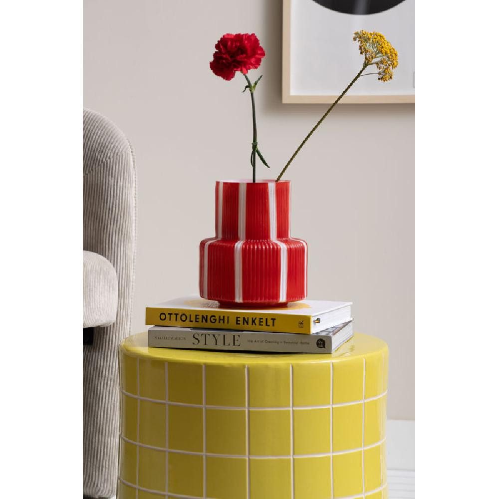 Present Time Dekovase Vase Rayado Retro Rot (19cm)