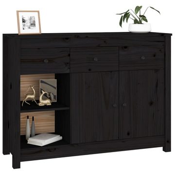 vidaXL Sideboard Sideboard Schwarz 100x35x74 cm Massivholz Kiefer (1 St)