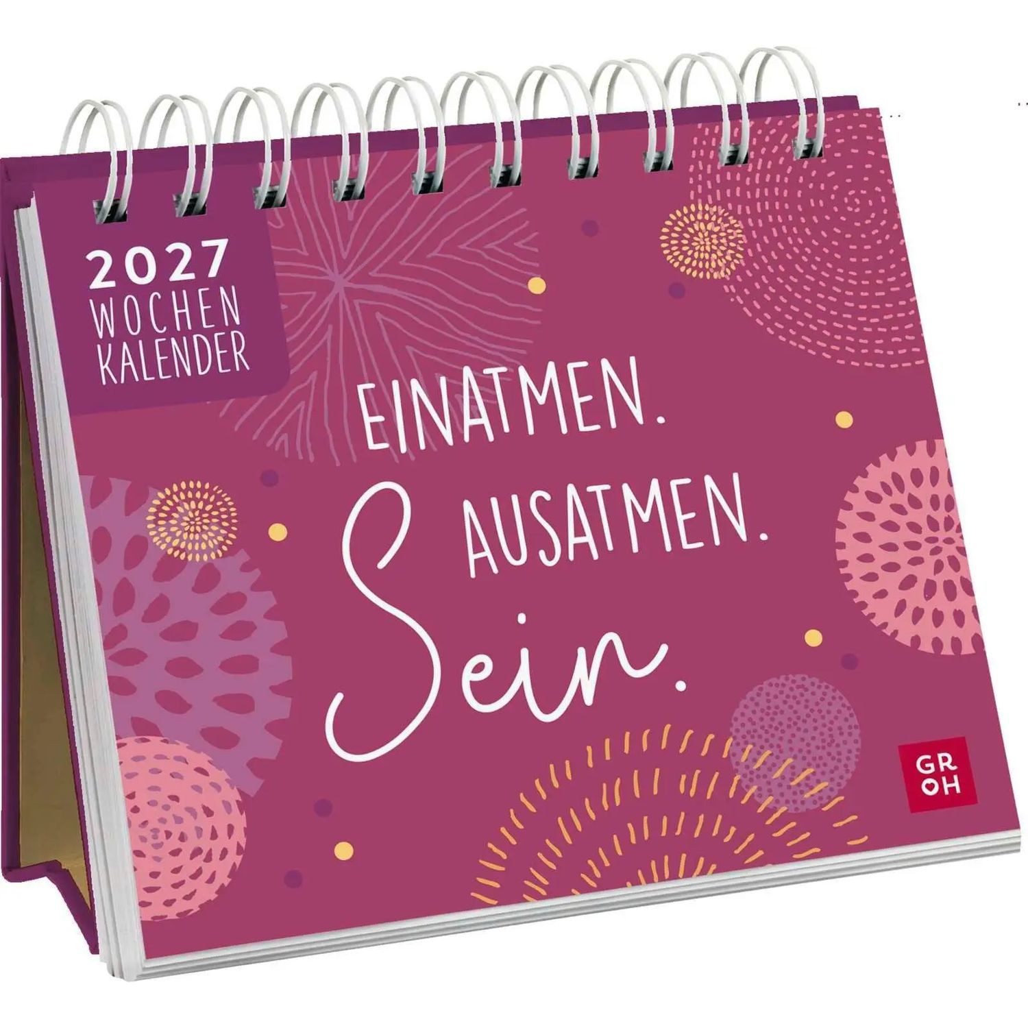 groh Verlag Tischkalender Mini-Wochenkalender 2027: Einatmen. Ausatmen. Sein.