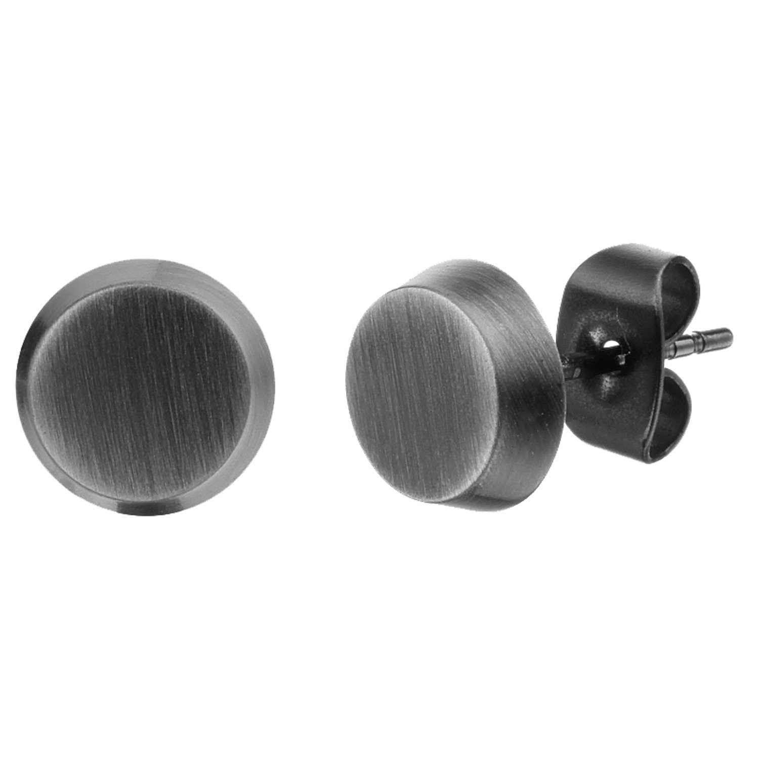 LUCARDI Paar Ohrstecker Ohrring - Stahl - Schwarz - Herren